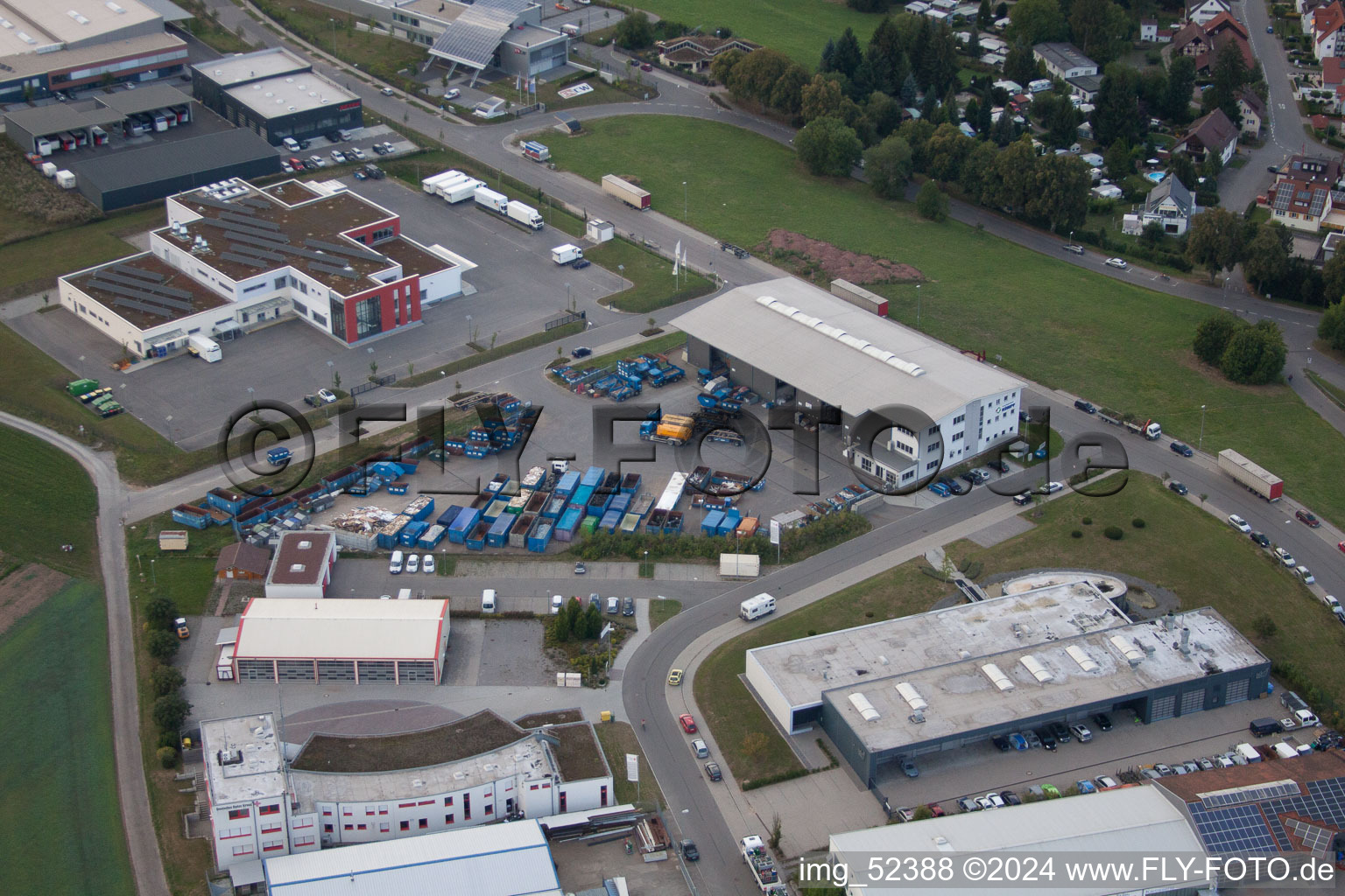 Aerial photograpy of Rudolf-Dieselstraße, Kömpf Company in Calw in the state Baden-Wuerttemberg, Germany