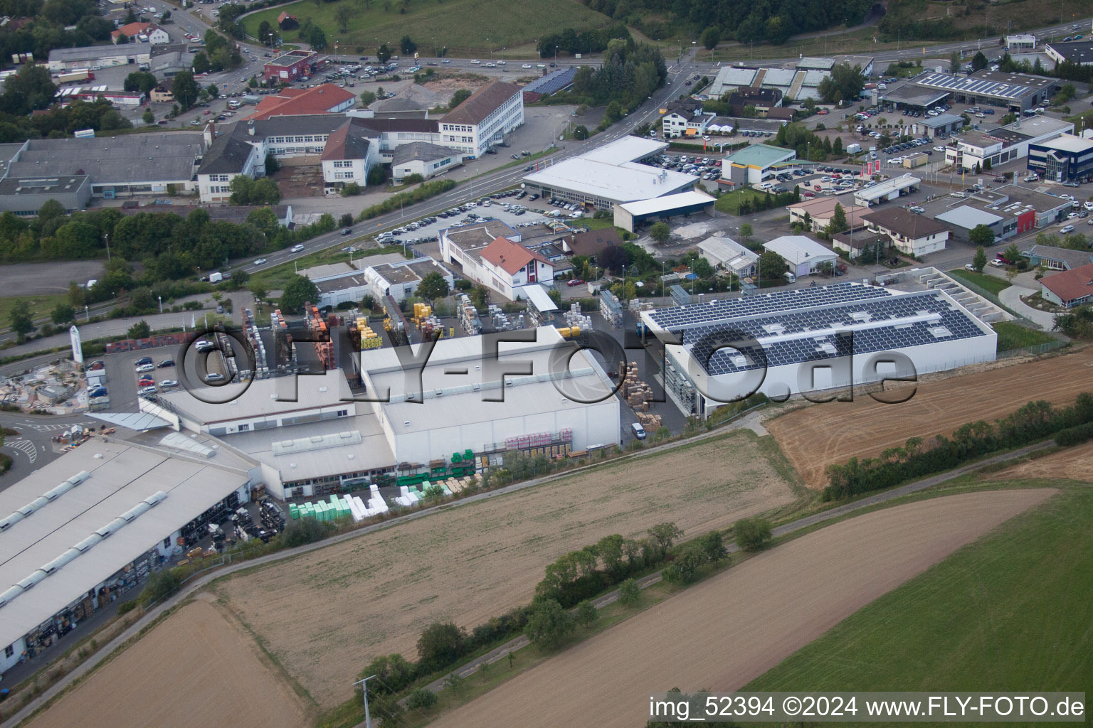 Leibnizstraße, Kömpf Company in Calw in the state Baden-Wuerttemberg, Germany from the plane