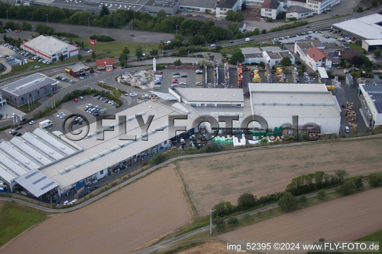 Bird's eye view of Leibnizstraße, Kömpf Company in Calw in the state Baden-Wuerttemberg, Germany