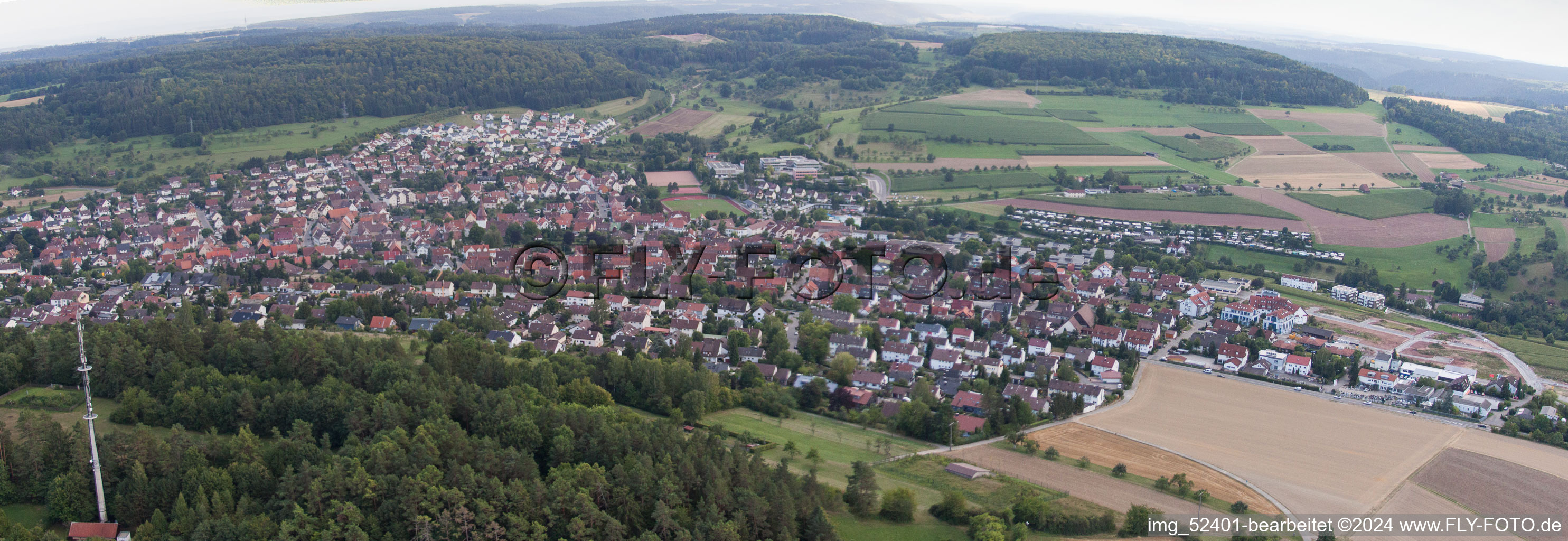 Panorama from the local area and environment in the district Stammheim in Calw in the state Baden-Wurttemberg