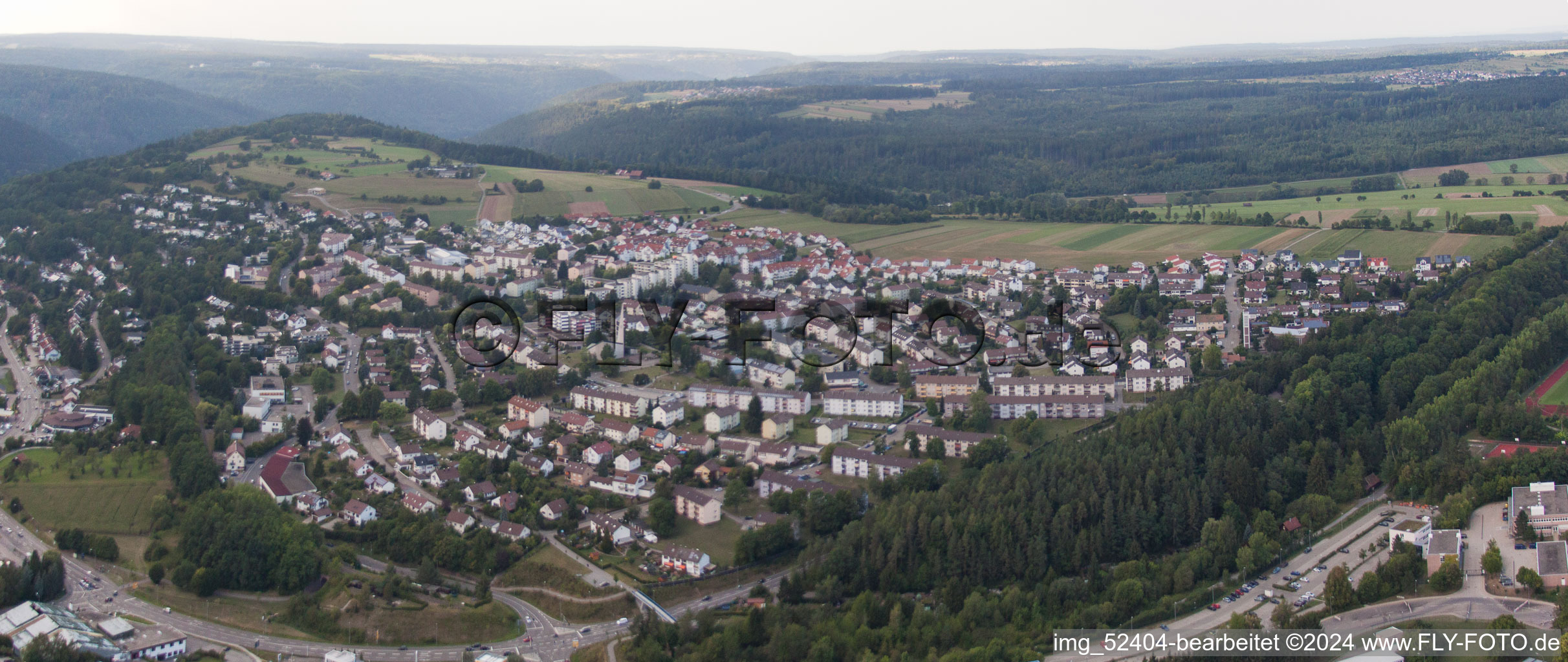 Panorama from the local area and environment in the district Alzenberg in Calw in the state Baden-Wurttemberg