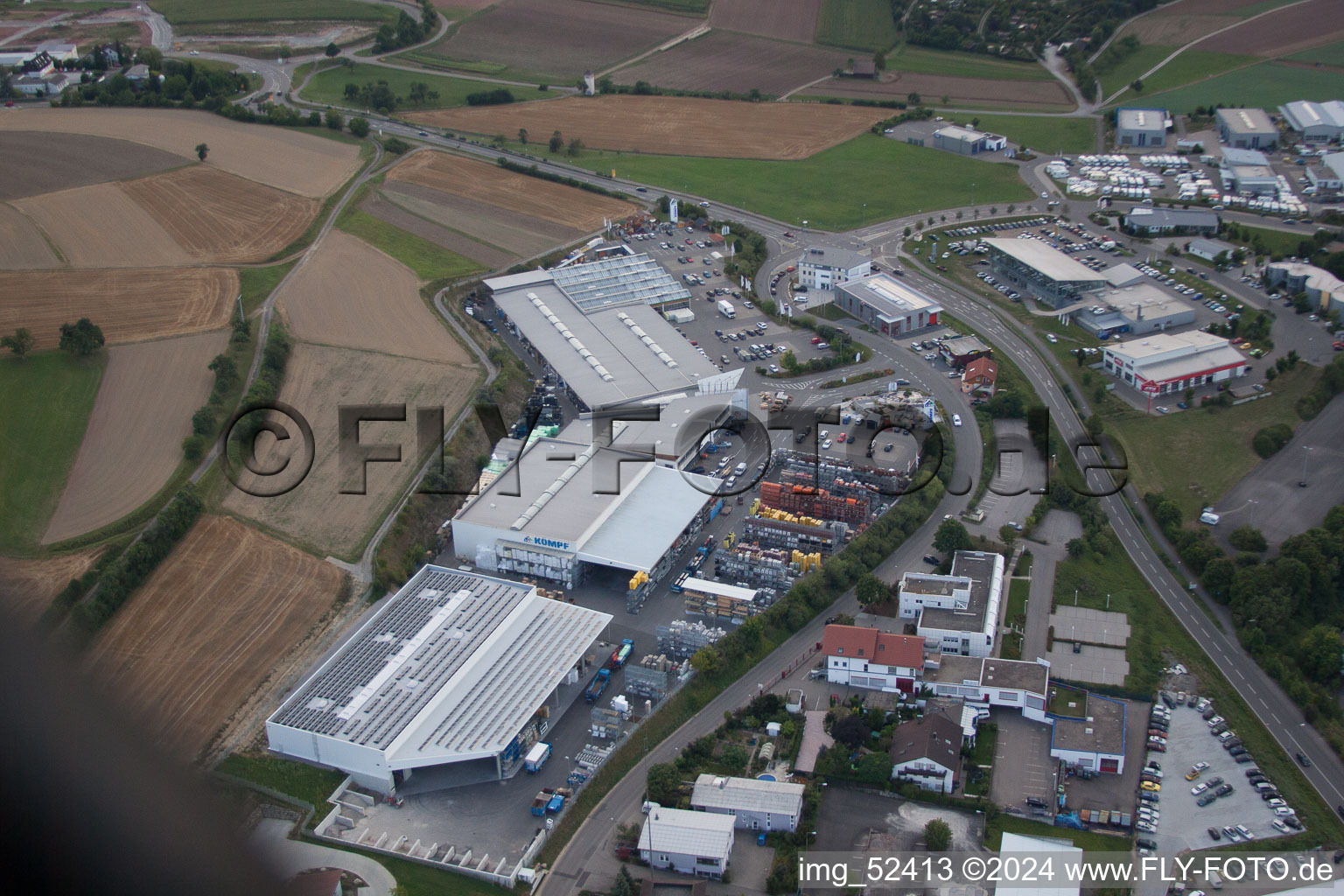 Drone image of Leibnizstraße, Kömpf Company in Calw in the state Baden-Wuerttemberg, Germany