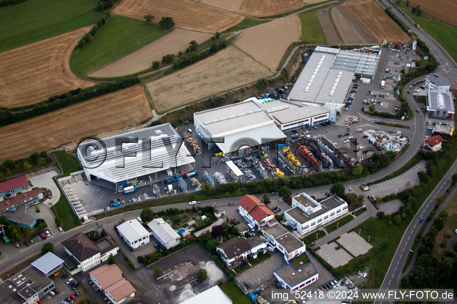 Leibnizstraße, Kömpf Company in Calw in the state Baden-Wuerttemberg, Germany from the drone perspective