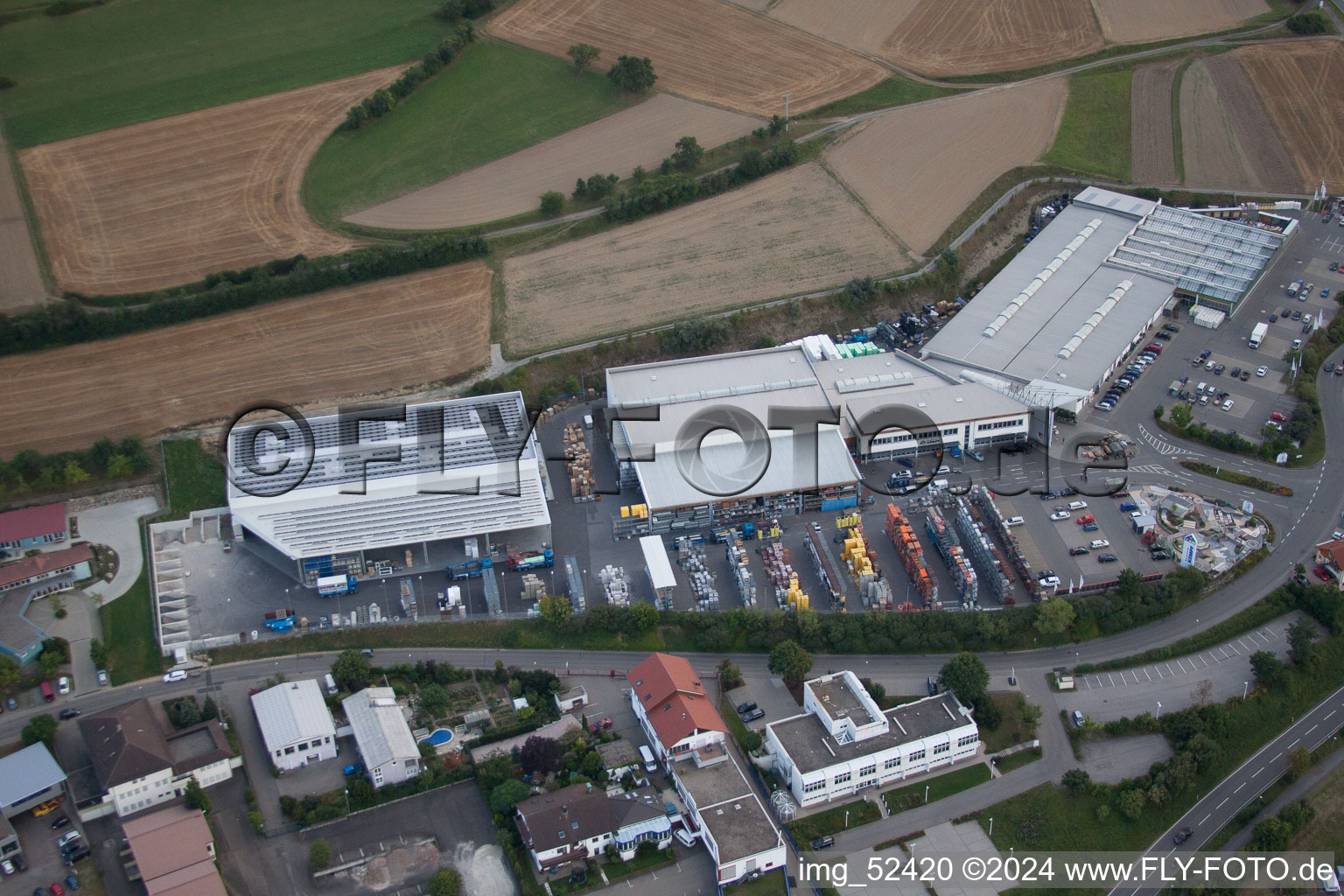 Leibnizstraße, Kömpf Company in Calw in the state Baden-Wuerttemberg, Germany from a drone