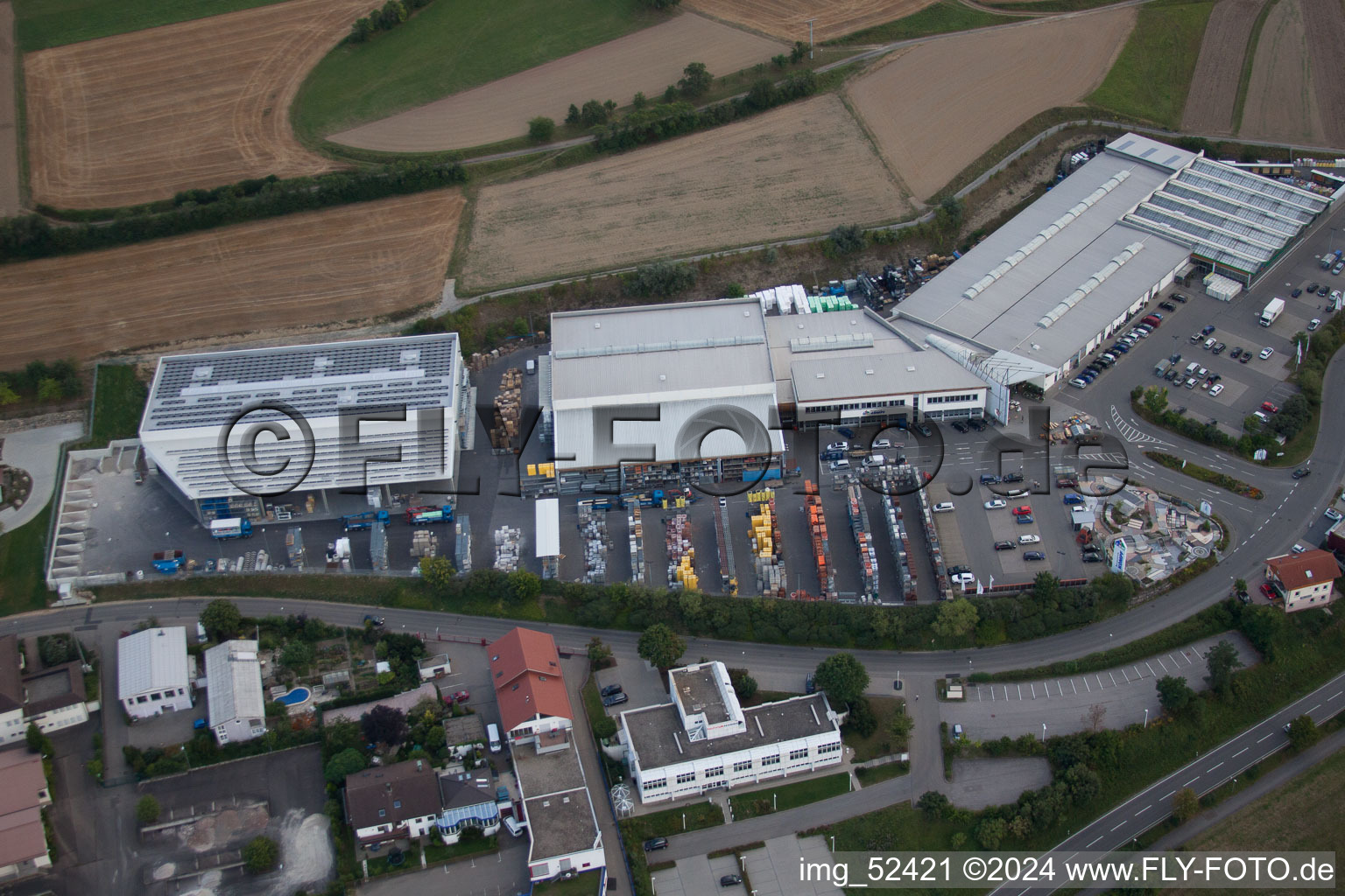 Leibnizstraße, Kömpf Company in Calw in the state Baden-Wuerttemberg, Germany seen from a drone