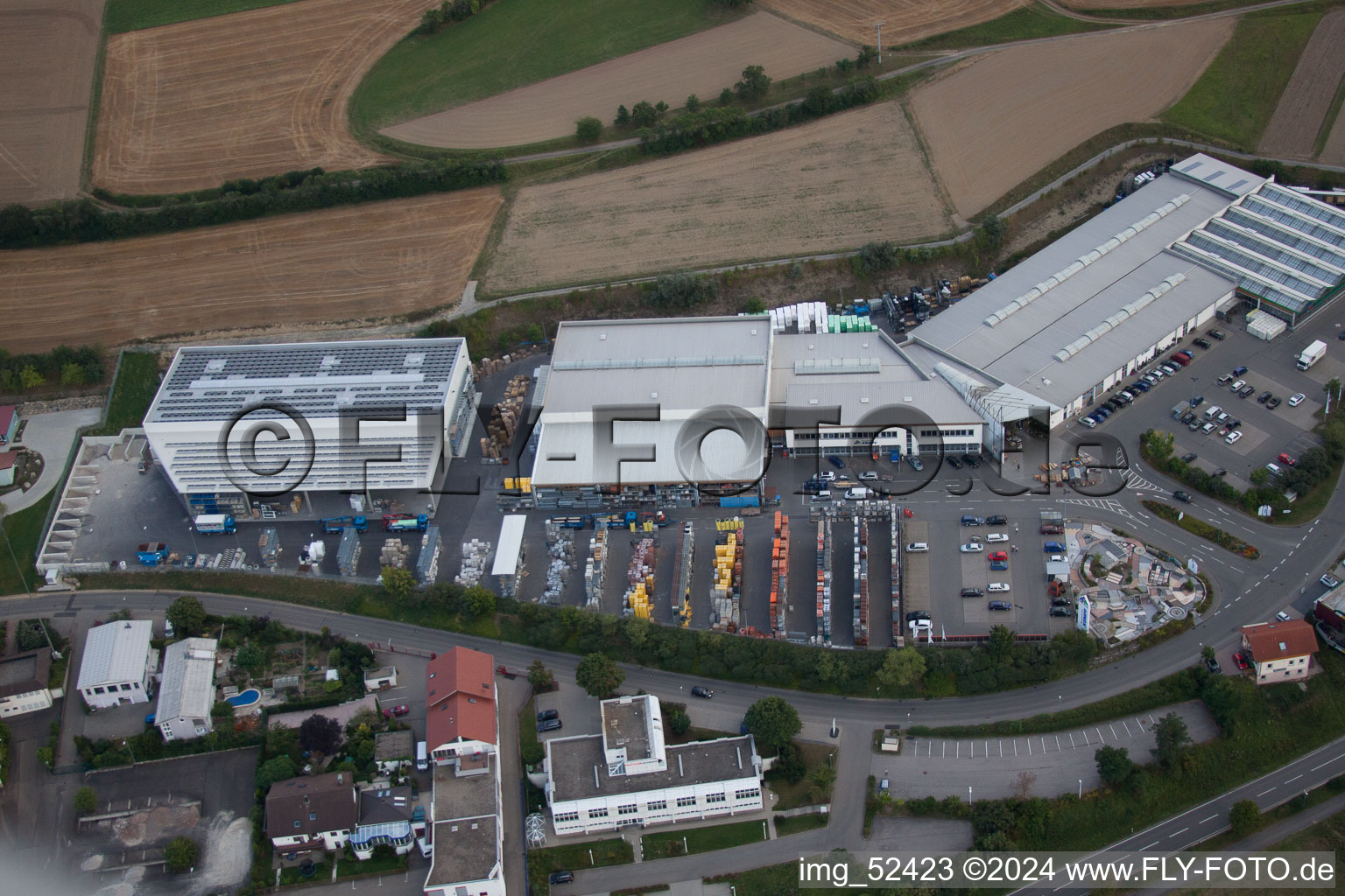 Aerial view of Leibnizstraße, Kömpf Company in Calw in the state Baden-Wuerttemberg, Germany