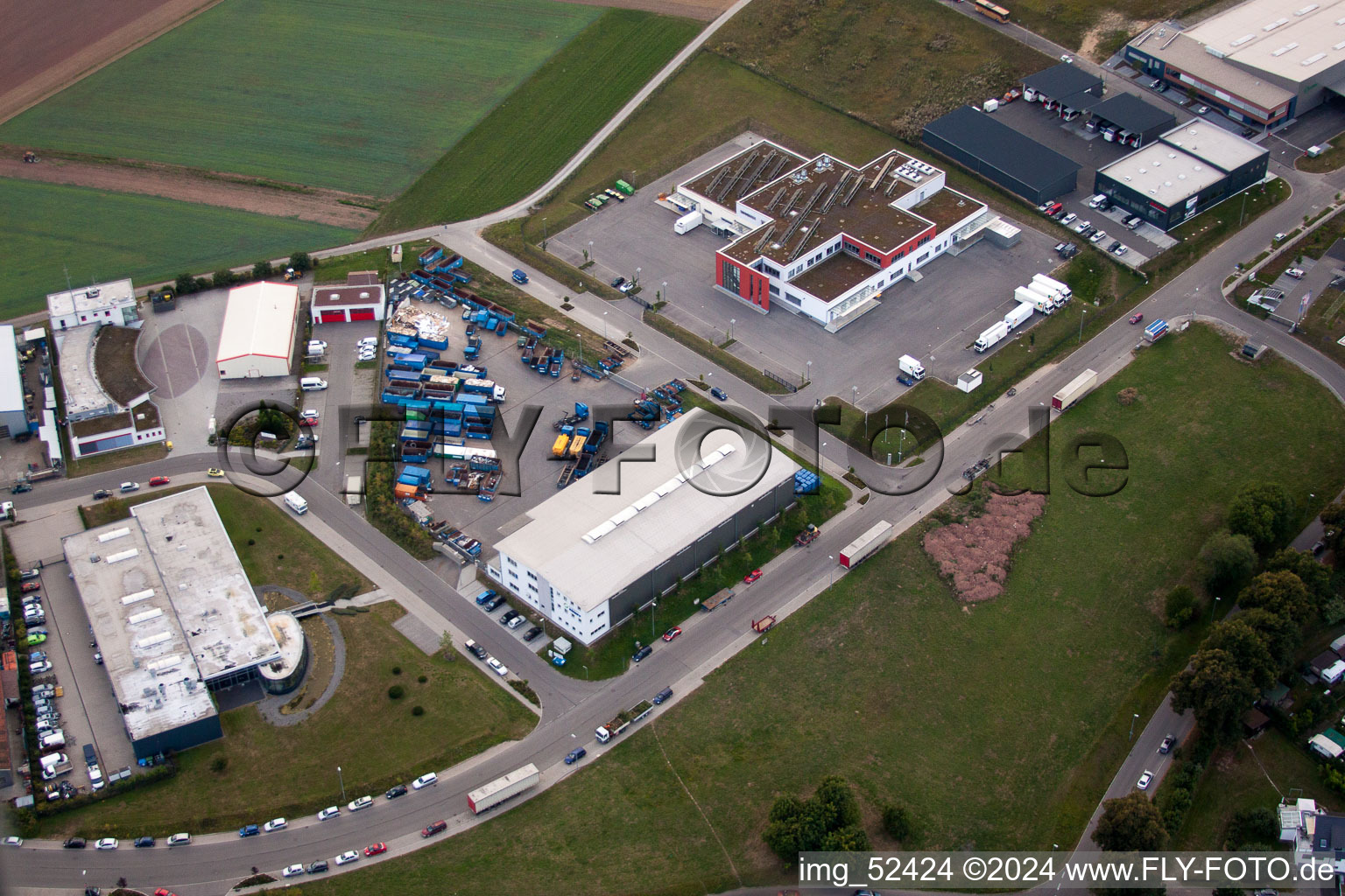 Rudolf-Dieselstraße, Kömpf Company in Calw in the state Baden-Wuerttemberg, Germany from the plane