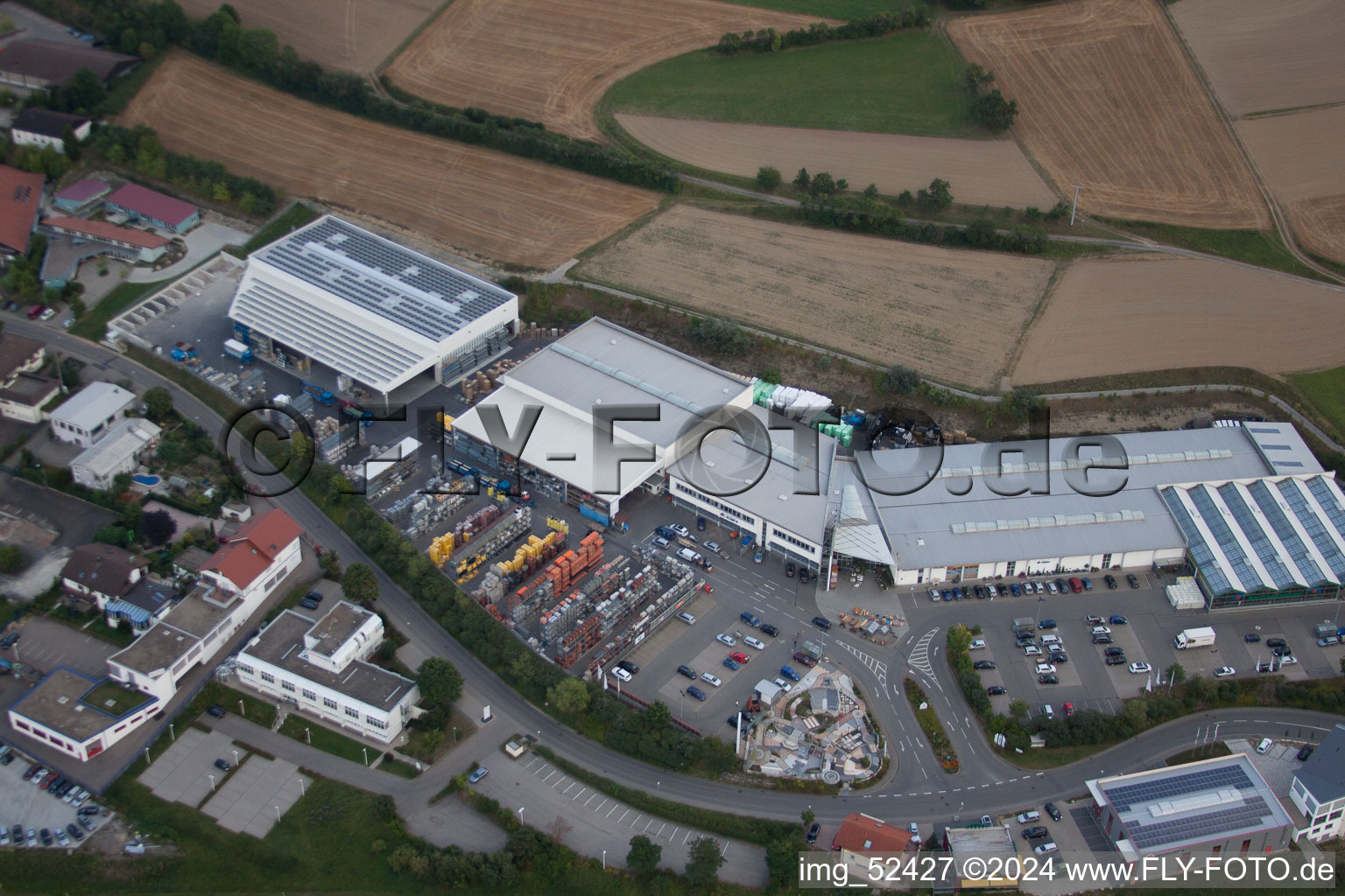 Oblique view of Leibnizstraße, Kömpf Company in Calw in the state Baden-Wuerttemberg, Germany