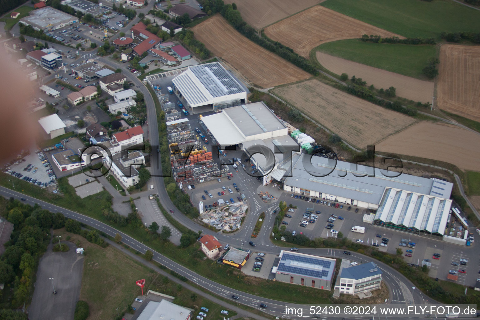 Leibnizstraße, Kömpf Company in Calw in the state Baden-Wuerttemberg, Germany seen from above