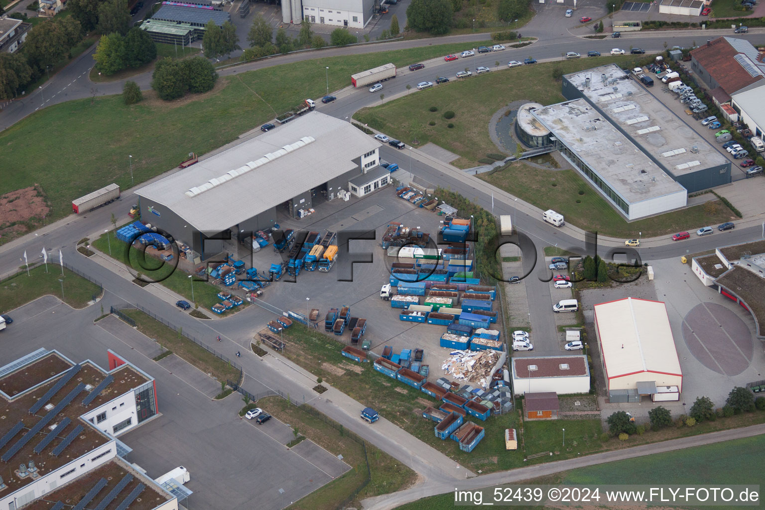 Bird's eye view of Rudolf-Dieselstraße, Kömpf Company in Calw in the state Baden-Wuerttemberg, Germany