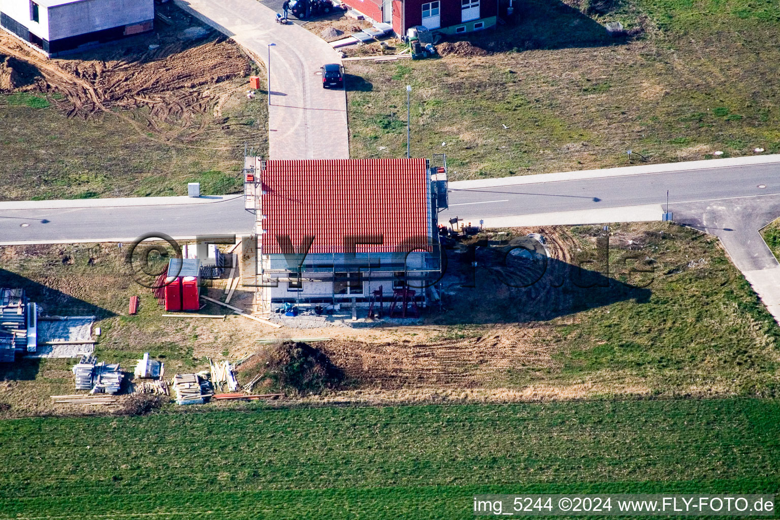 New development area NE in the district Schaidt in Wörth am Rhein in the state Rhineland-Palatinate, Germany from above