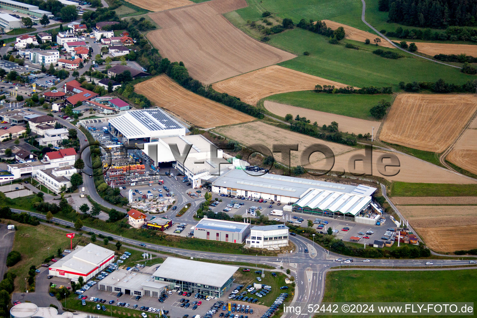 Leibnizstraße, Kömpf Company in Calw in the state Baden-Wuerttemberg, Germany from the plane