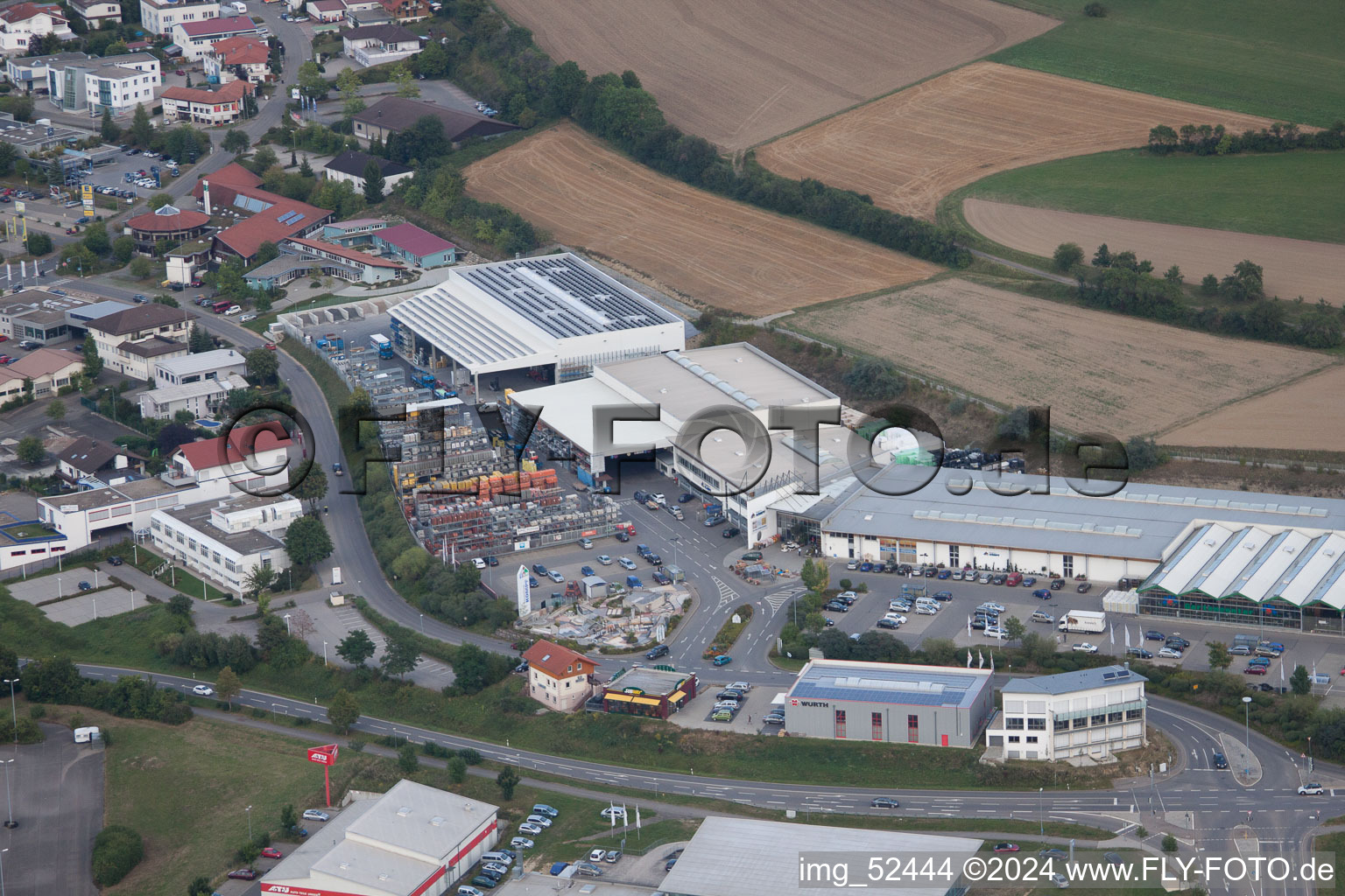 Bird's eye view of Leibnizstraße, Kömpf Company in Calw in the state Baden-Wuerttemberg, Germany