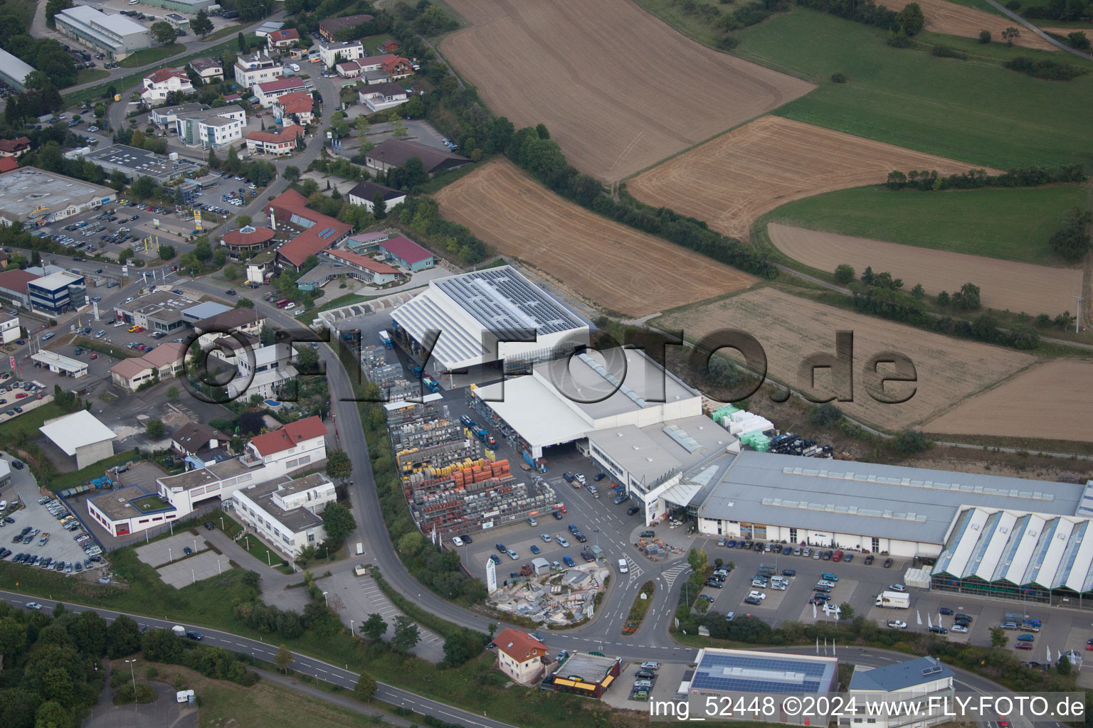 Leibnizstrasse, Kömpf in Calw in the state Baden-Wuerttemberg, Germany viewn from the air