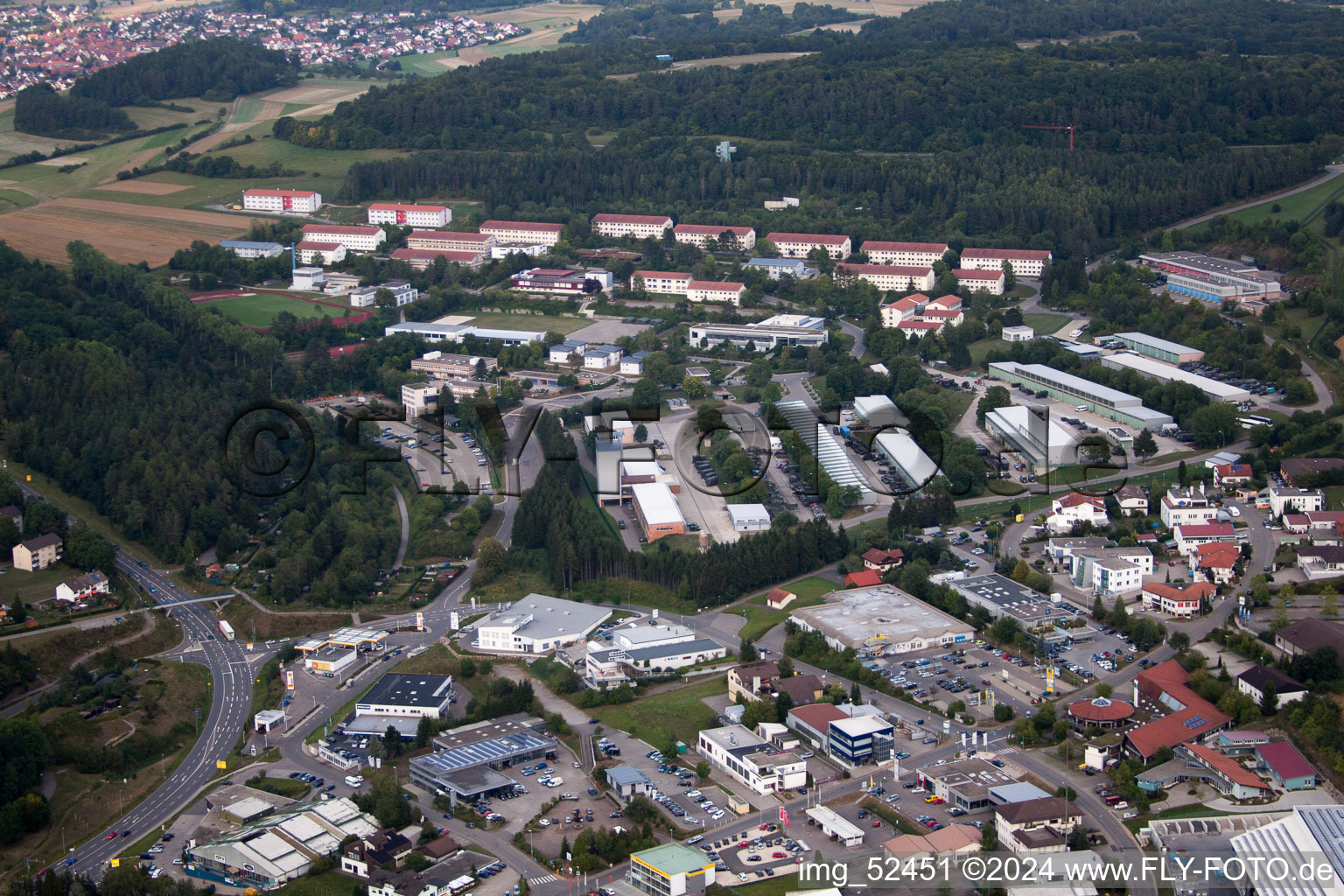 Industrial estate and company settlement Stammheim, Standortuebungslplatz in the district Heumaden in Calw in the state Baden-Wurttemberg