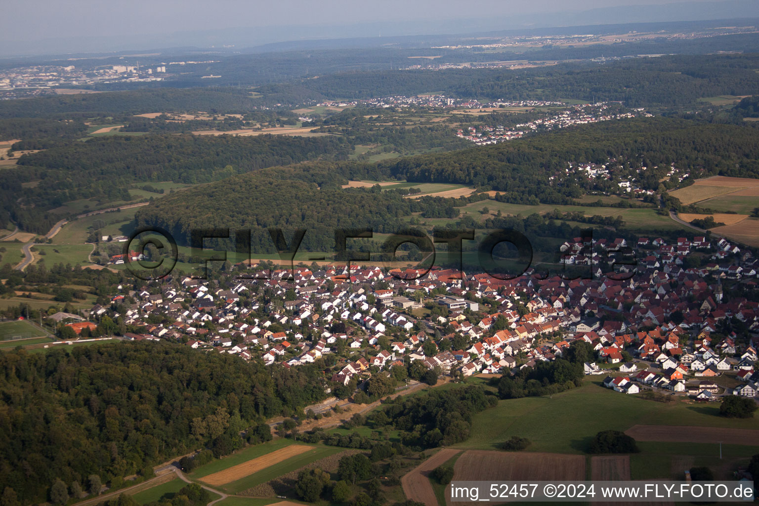 Aerial view of Gechingen in the state Baden-Wuerttemberg, Germany