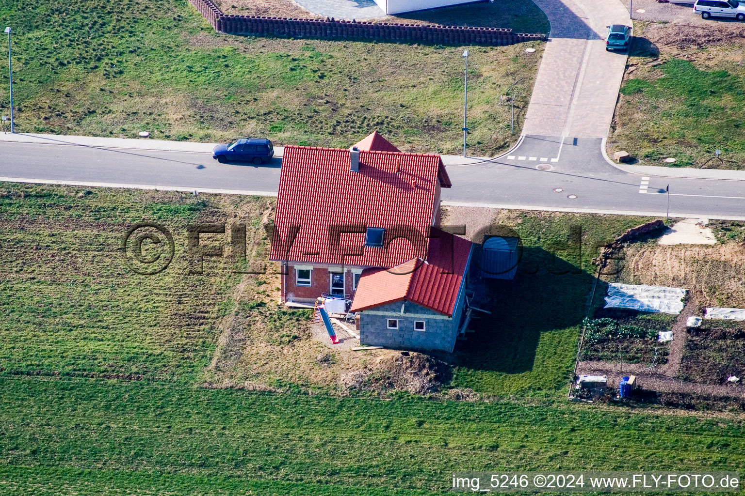 New development area NO in the district Schaidt in Wörth am Rhein in the state Rhineland-Palatinate, Germany seen from above