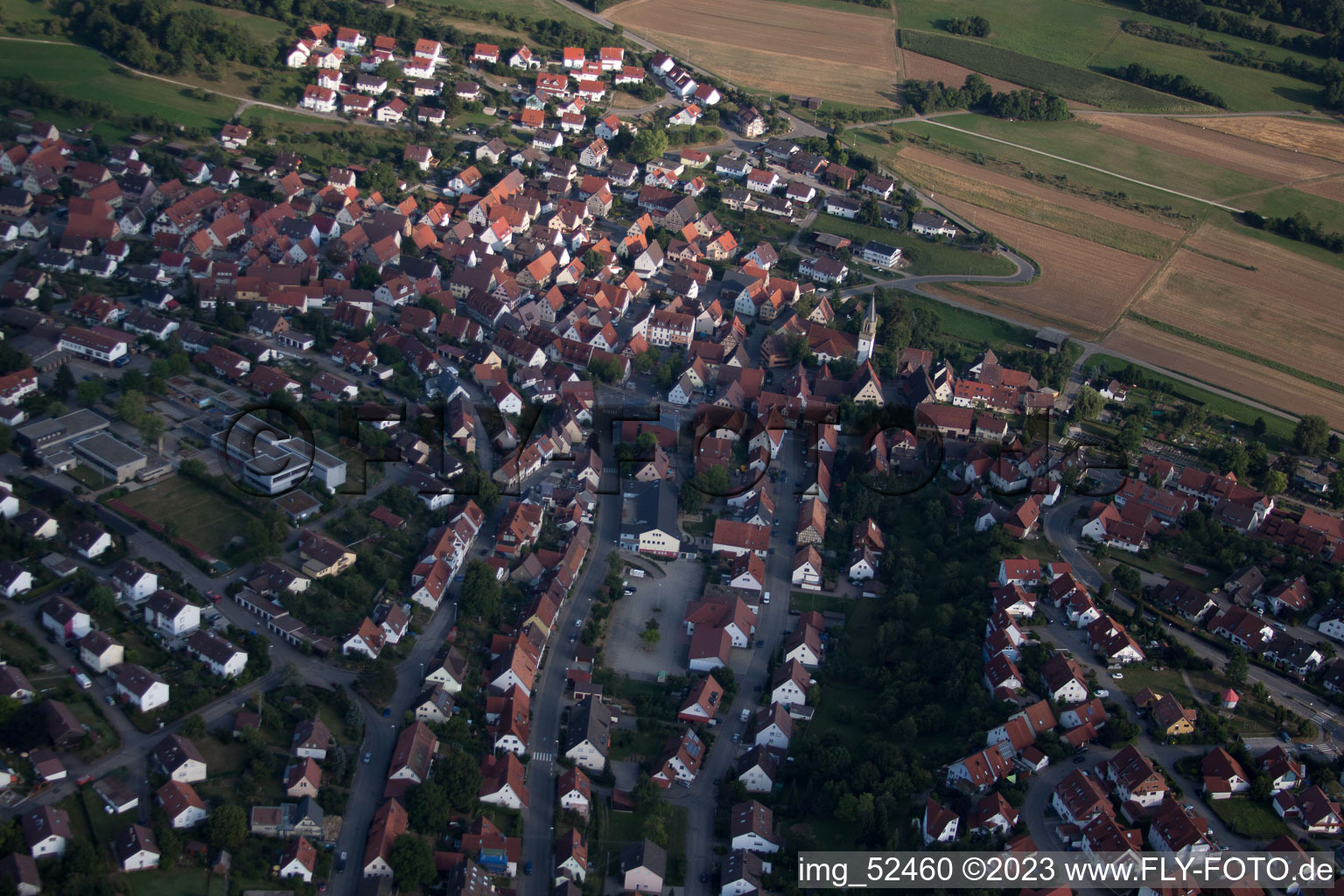 Oblique view of Gechingen in the state Baden-Wuerttemberg, Germany
