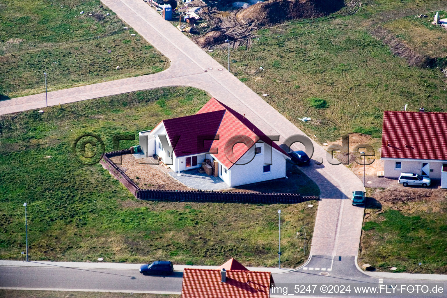 New development area NO in the district Schaidt in Wörth am Rhein in the state Rhineland-Palatinate, Germany from the plane