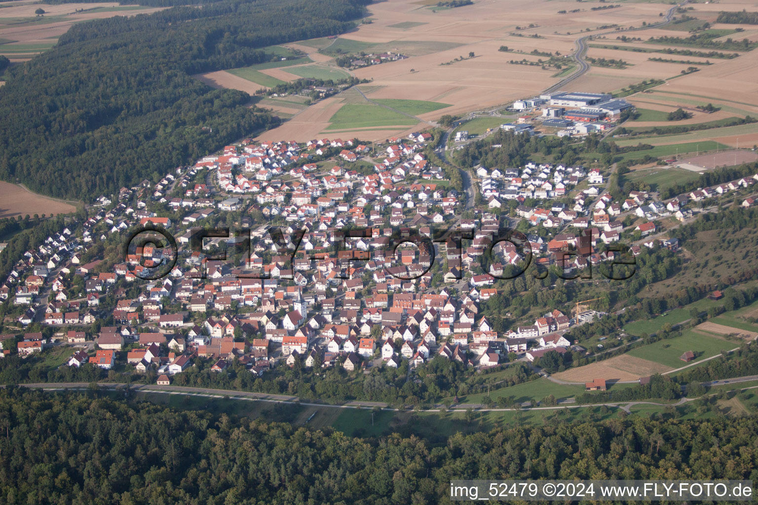 Grafenau in the state Baden-Wuerttemberg, Germany seen from above