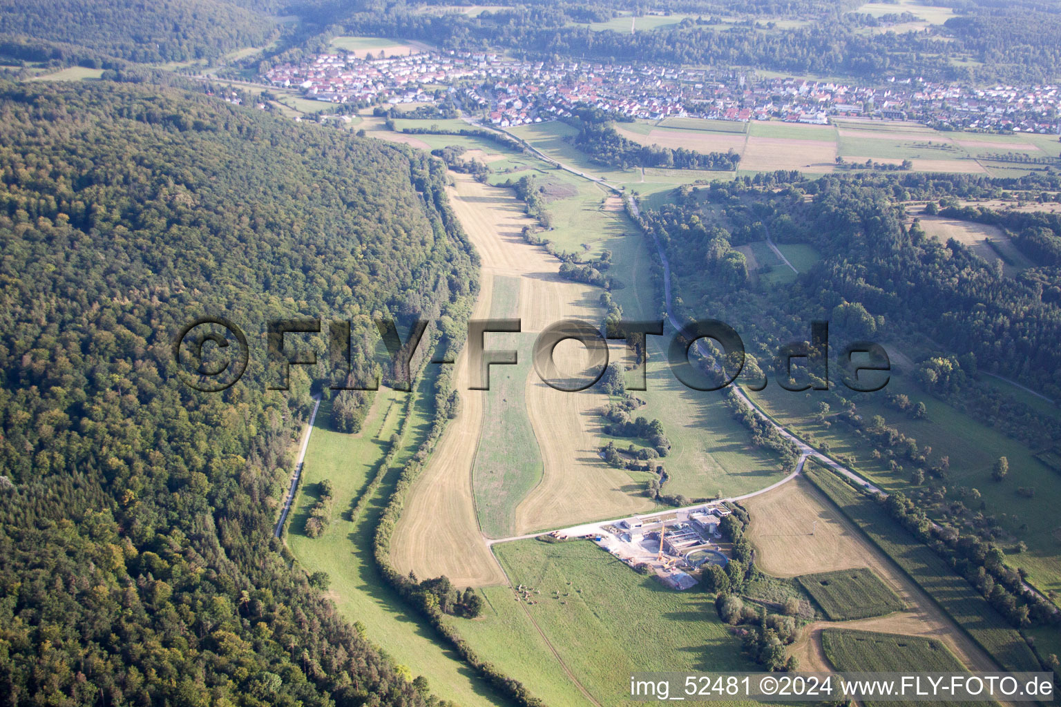 Aerial view of Würmtalhof in Aidlingen in the state Baden-Wuerttemberg, Germany