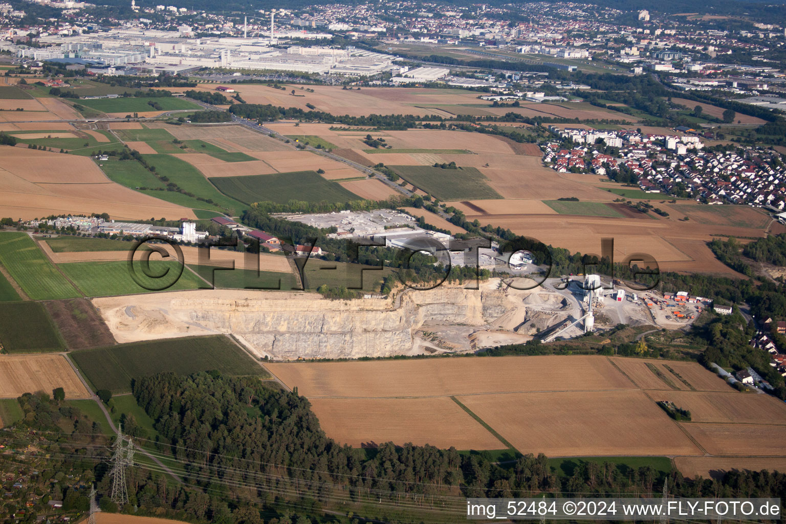 Aerial view of Mühlackerstraße , Fa. Kömpf in the district Darmsheim in Sindelfingen in the state Baden-Wuerttemberg, Germany