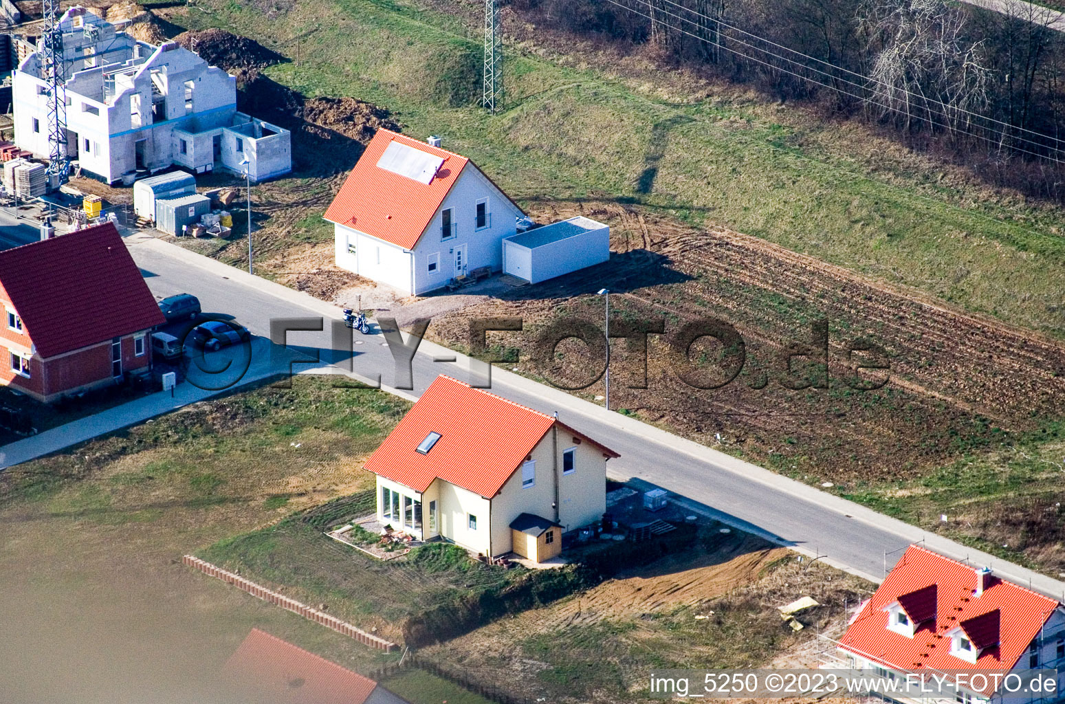 Drone recording of New development area NE in the district Schaidt in Wörth am Rhein in the state Rhineland-Palatinate, Germany