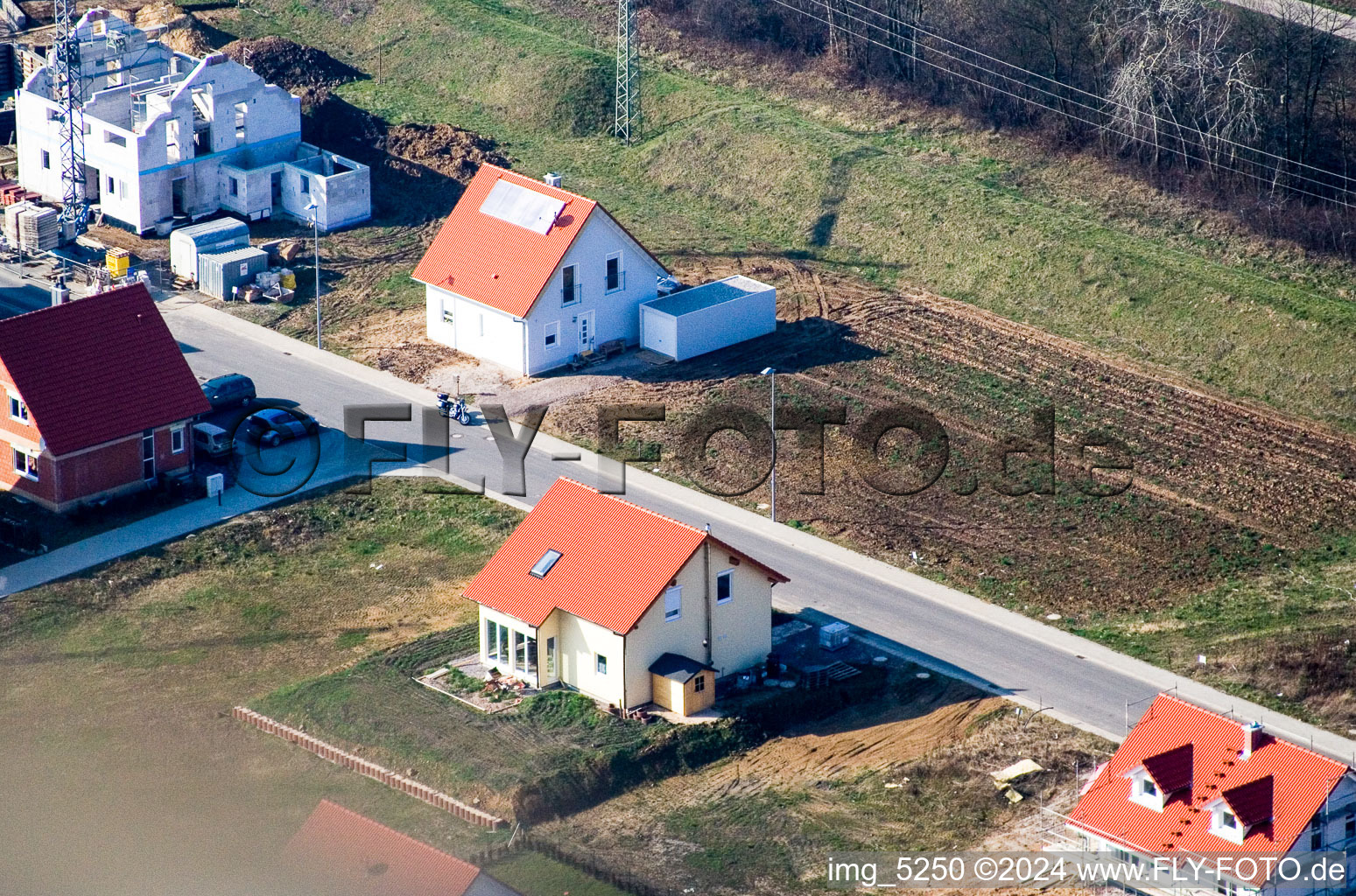 Drone recording of New development area NE in the district Schaidt in Wörth am Rhein in the state Rhineland-Palatinate, Germany