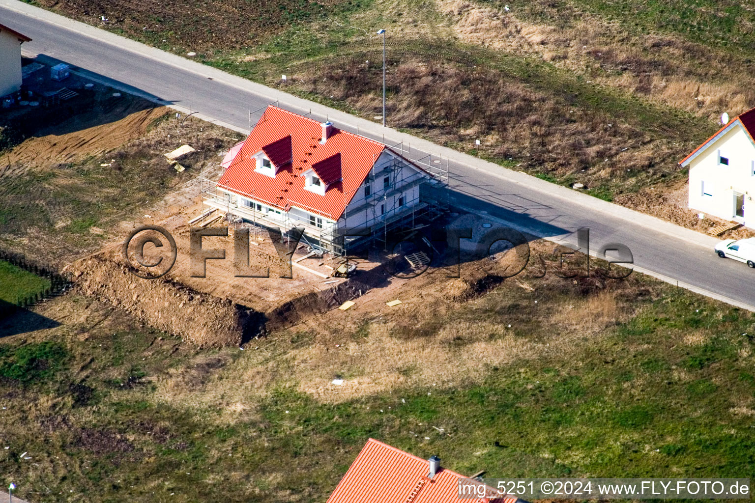 Drone image of New development area NO in the district Schaidt in Wörth am Rhein in the state Rhineland-Palatinate, Germany