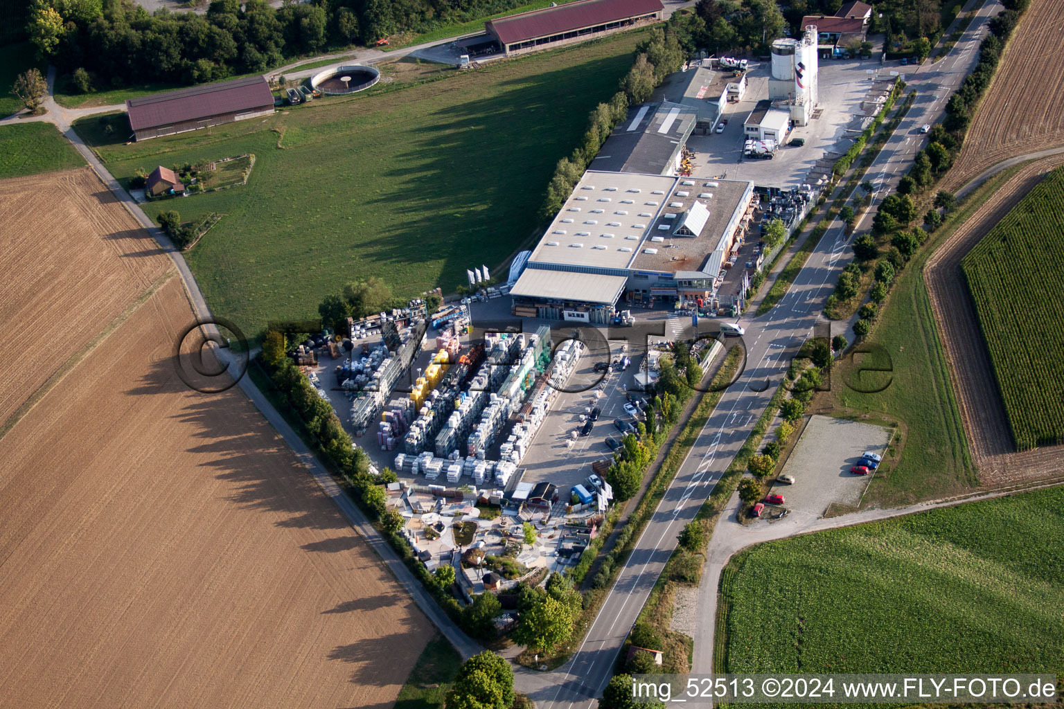 Sindelfingen-Darmsheim, Mühlackerstrasse, Kömpf company in Darmsheim in the state Baden-Wuerttemberg, Germany from above