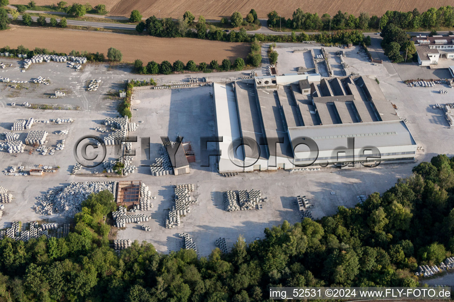 Aerial view of Quarry for the mining and handling of gravel and split in Sindelfingen in the state Baden-Wurttemberg, Germany
