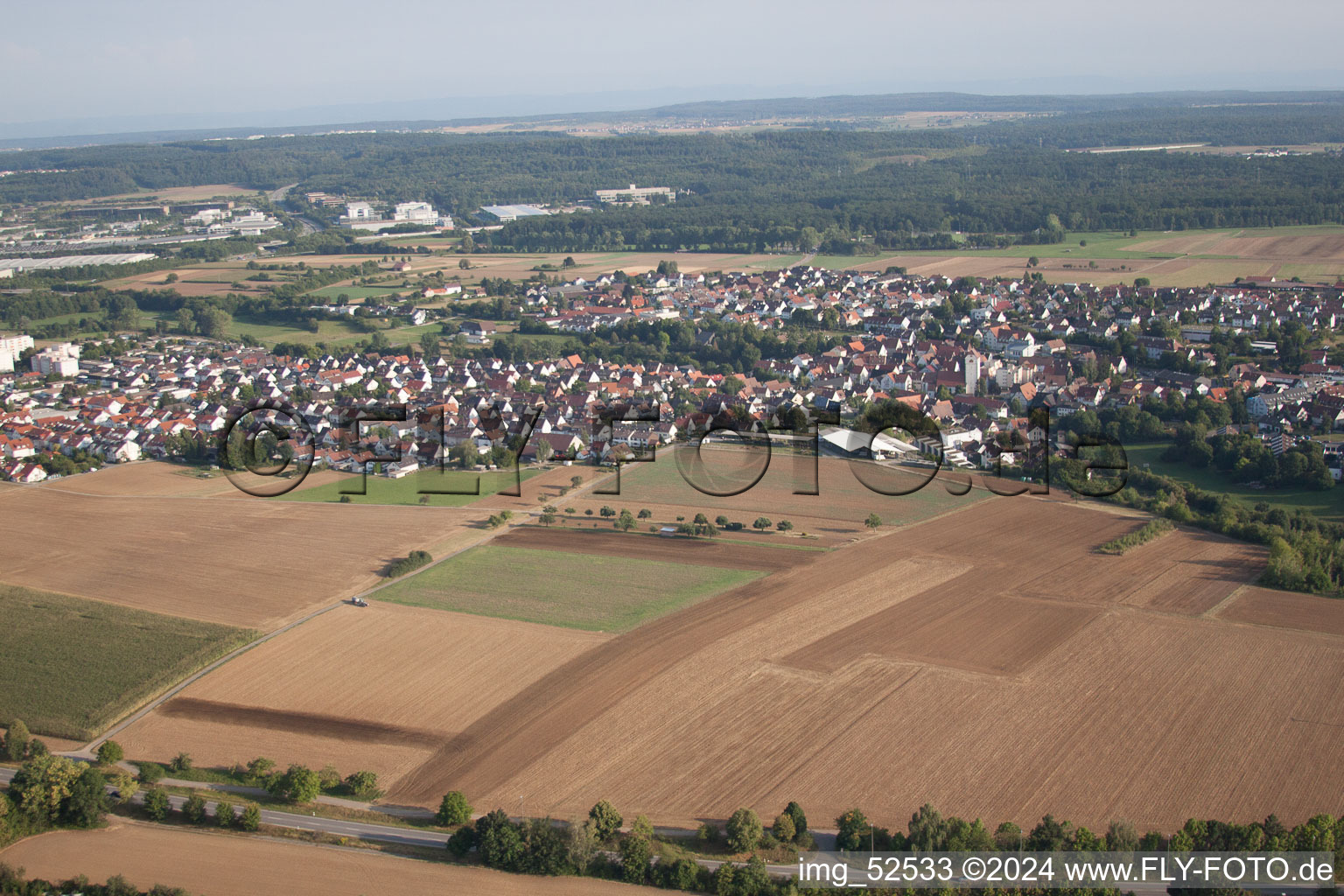 Aerial view of District Dagersheim in Böblingen in the state Baden-Wuerttemberg, Germany