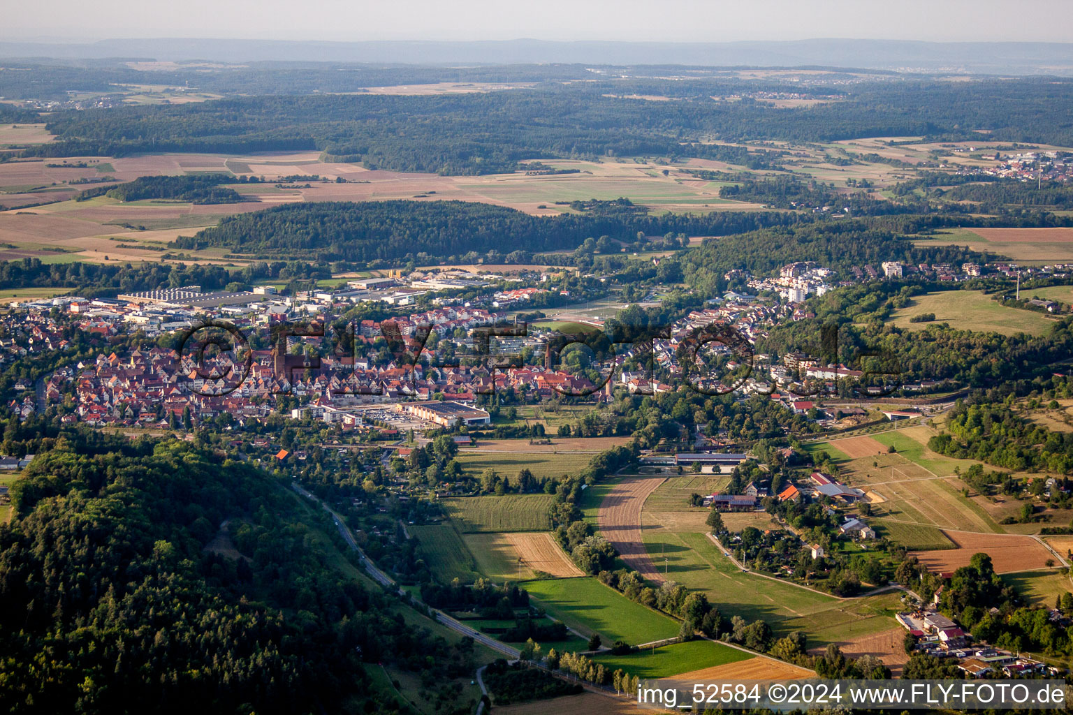 Town View of the streets and houses of the residential areas in Weil der Stadt in the state Baden-Wurttemberg, Germany