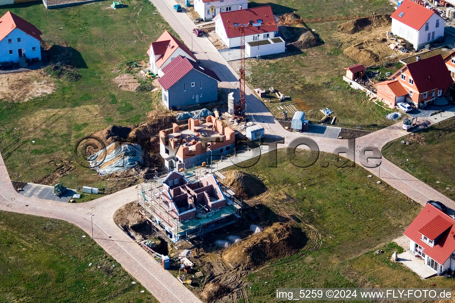 Aerial photograpy of New development area NO in the district Schaidt in Wörth am Rhein in the state Rhineland-Palatinate, Germany