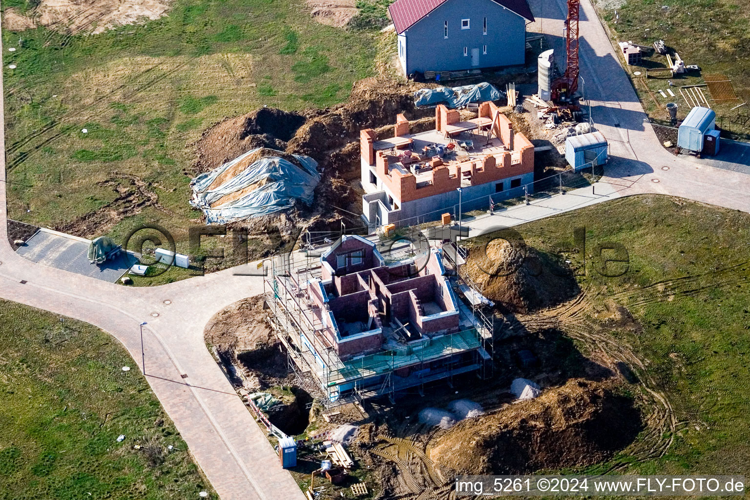 New development area NO in the district Schaidt in Wörth am Rhein in the state Rhineland-Palatinate, Germany from above