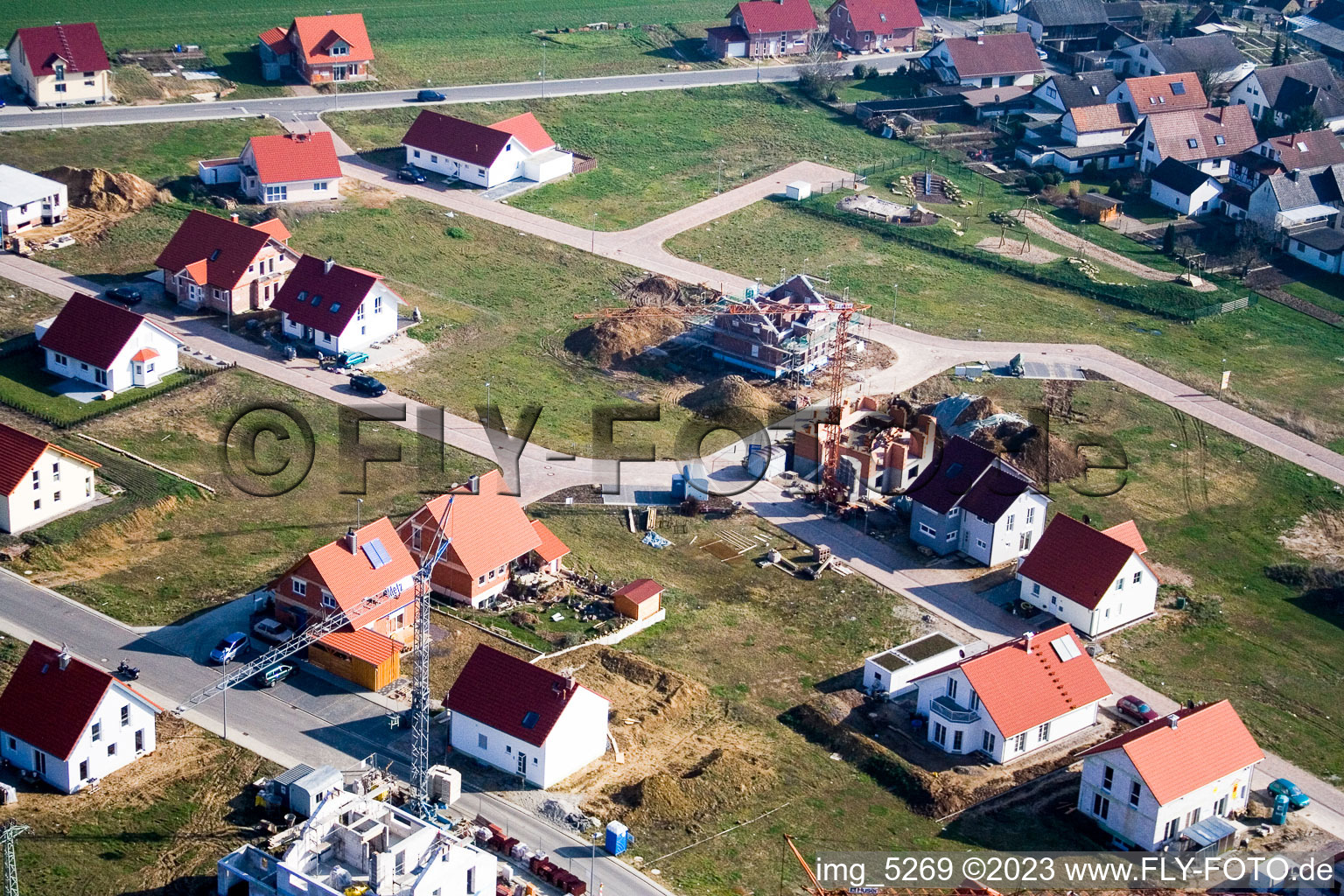 New development area NE in the district Schaidt in Wörth am Rhein in the state Rhineland-Palatinate, Germany out of the air