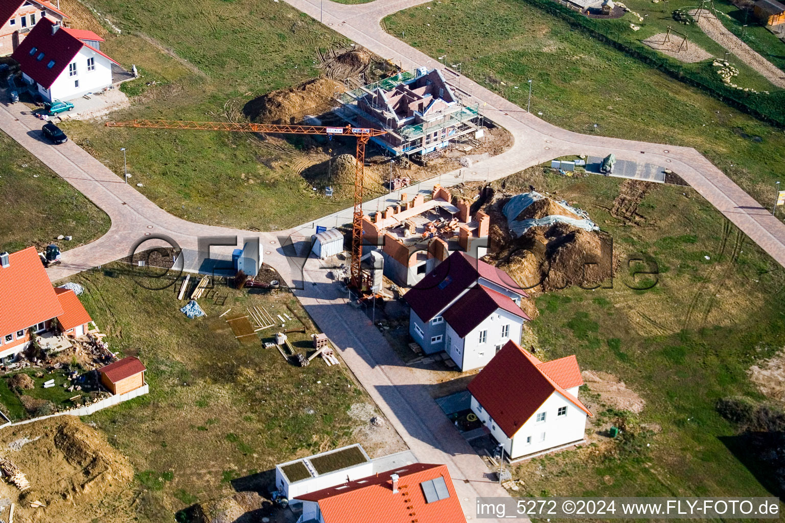 New development area NE in the district Schaidt in Wörth am Rhein in the state Rhineland-Palatinate, Germany from the plane