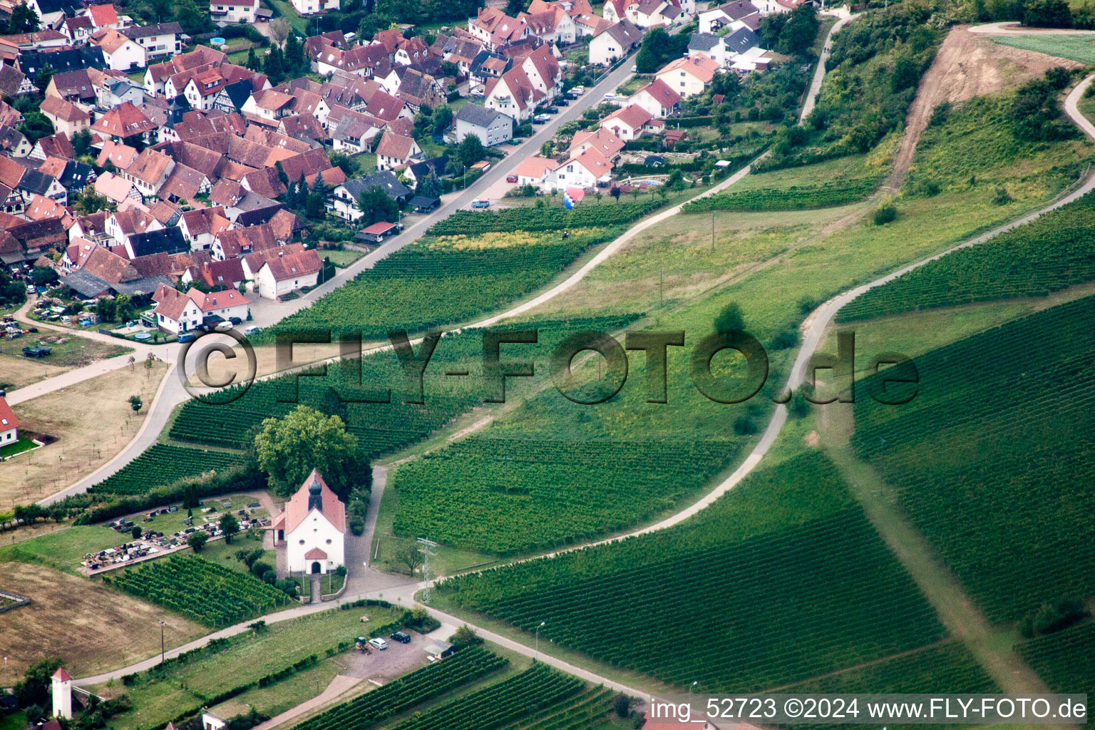 Oblique view of Klingenmünster in the state Rhineland-Palatinate, Germany