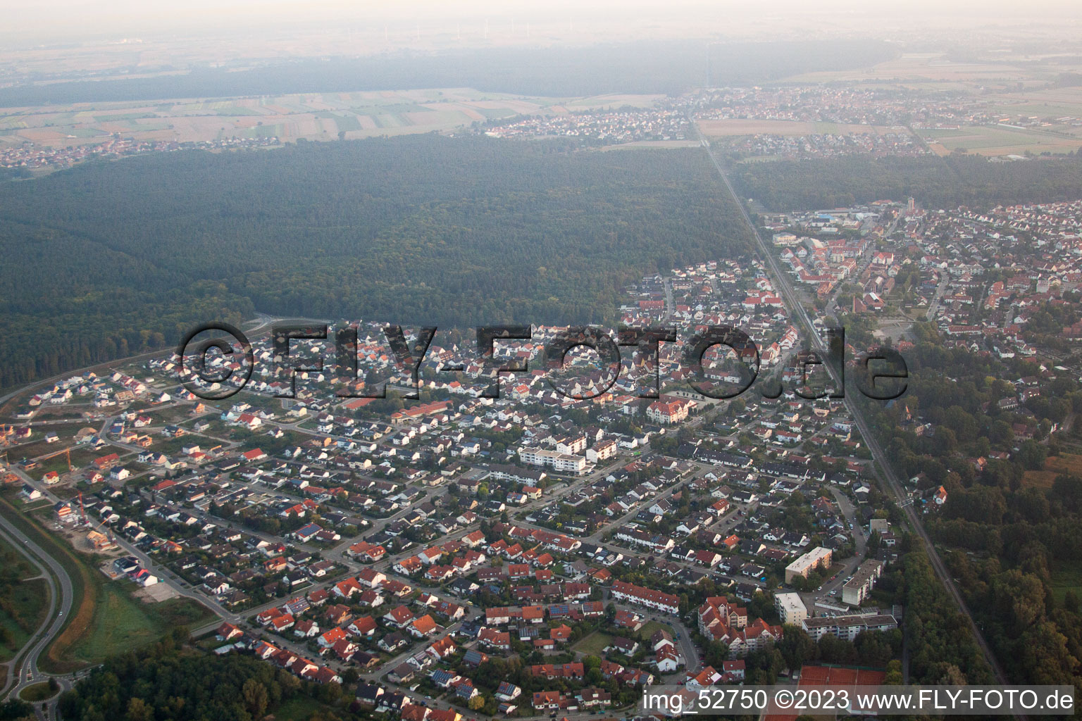 Aerial photograpy of Jockgrim in the state Rhineland-Palatinate, Germany