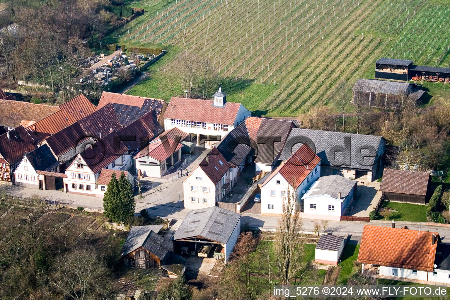 Main Street in Vollmersweiler in the state Rhineland-Palatinate, Germany