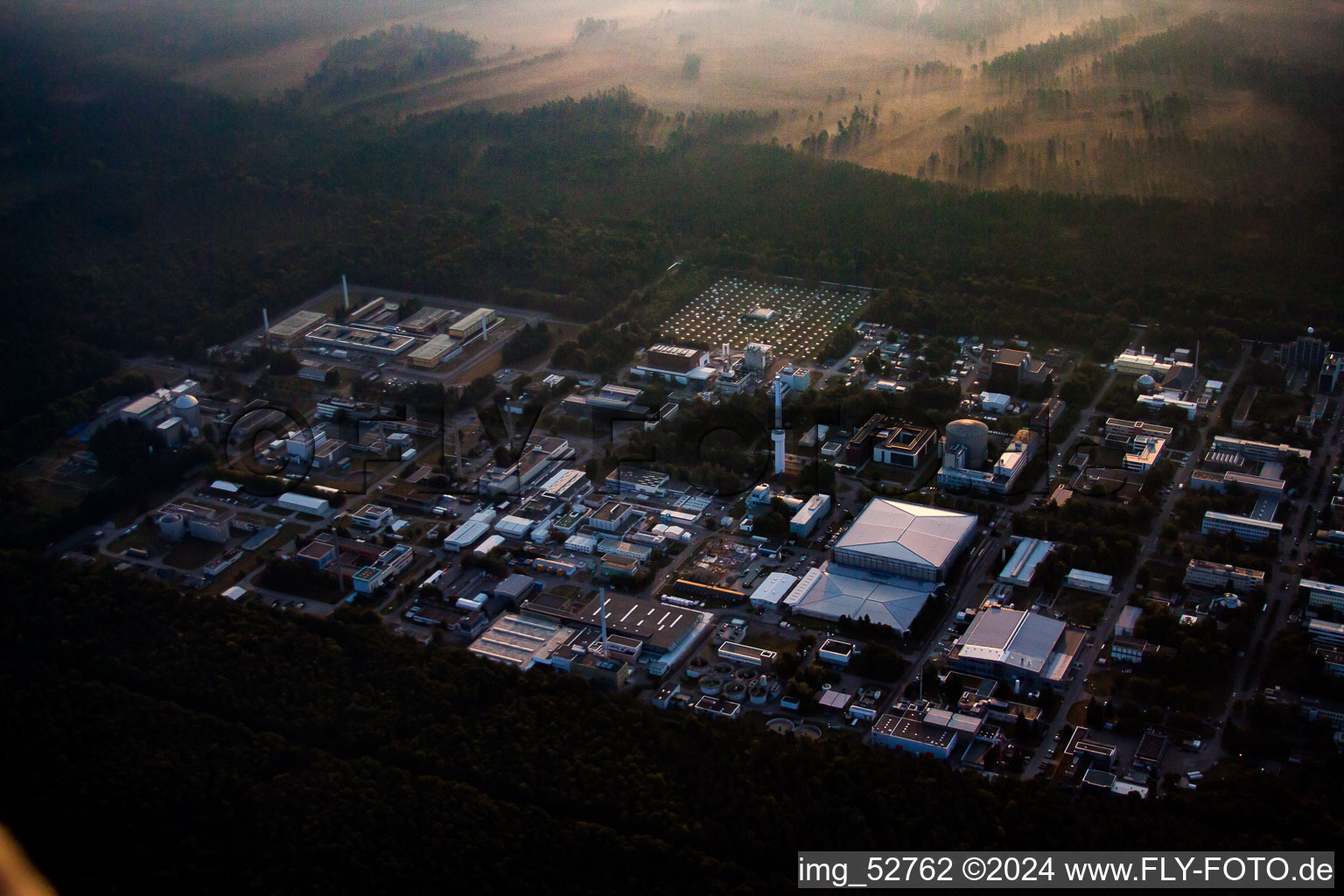 Aerial view of KIT North in the district Leopoldshafen in Eggenstein-Leopoldshafen in the state Baden-Wuerttemberg, Germany