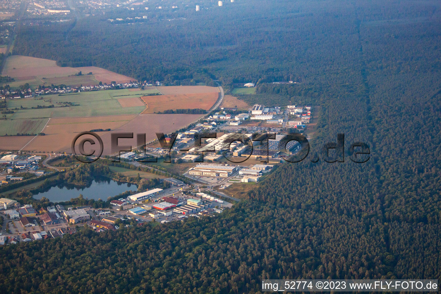 District Blankenloch in Stutensee in the state Baden-Wuerttemberg, Germany seen from a drone