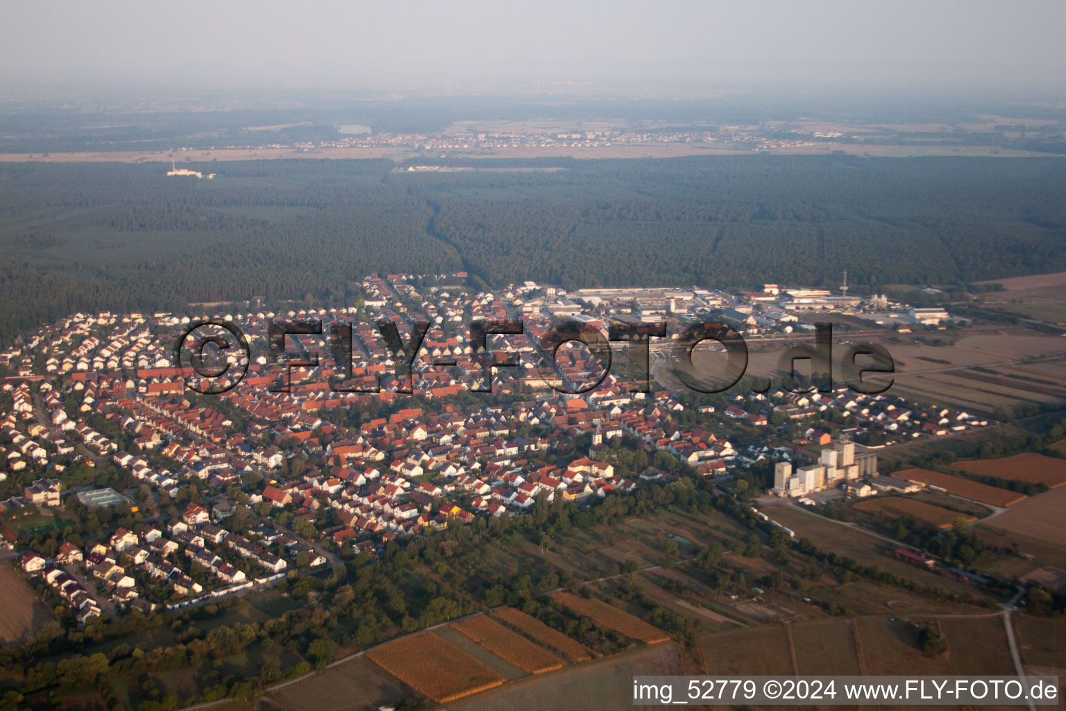 Drone image of District Friedrichstal in Stutensee in the state Baden-Wuerttemberg, Germany