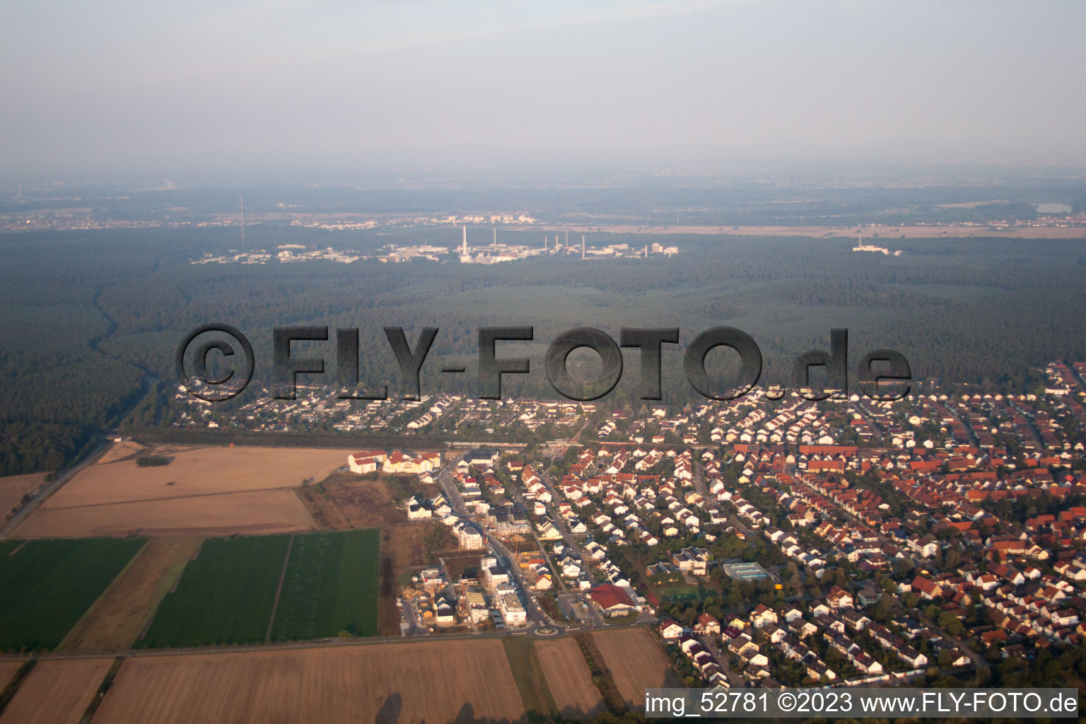 District Friedrichstal in Stutensee in the state Baden-Wuerttemberg, Germany from the drone perspective
