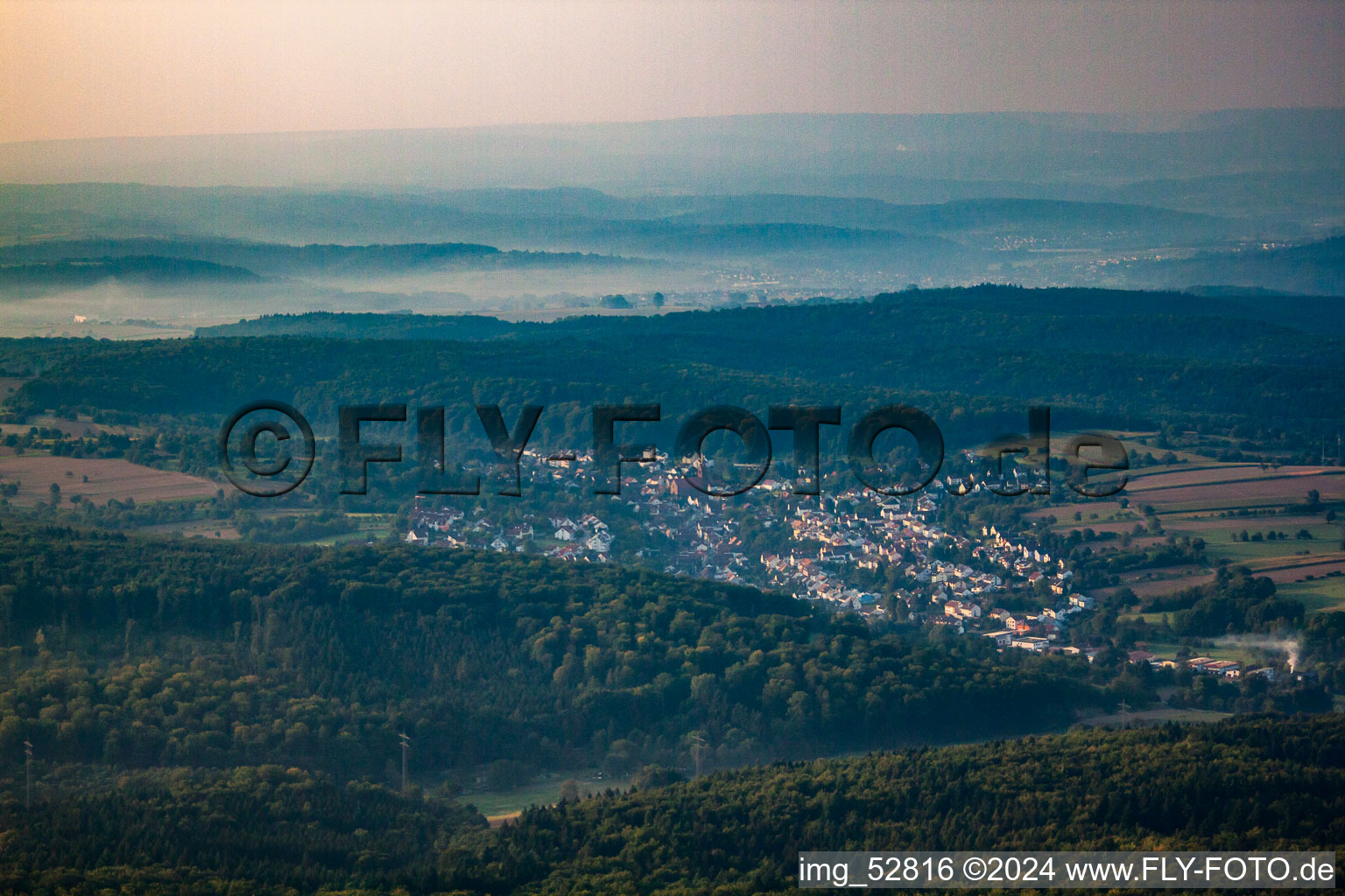 Oblique view of District Jöhlingen in Walzbachtal in the state Baden-Wuerttemberg, Germany