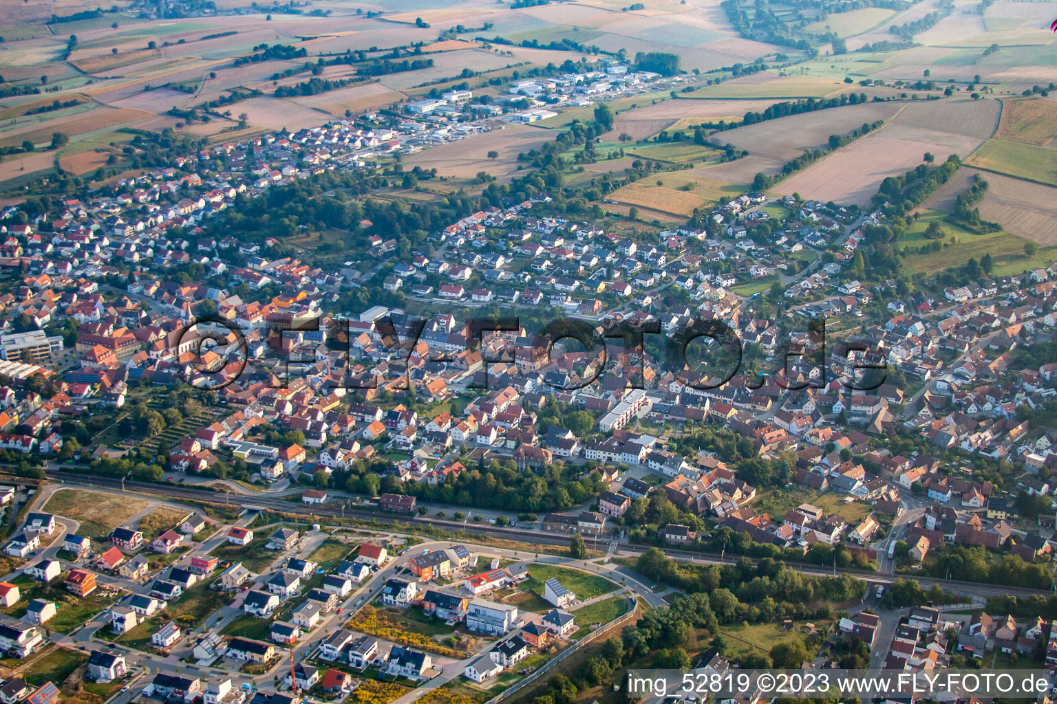District Jöhlingen in Walzbachtal in the state Baden-Wuerttemberg, Germany from above