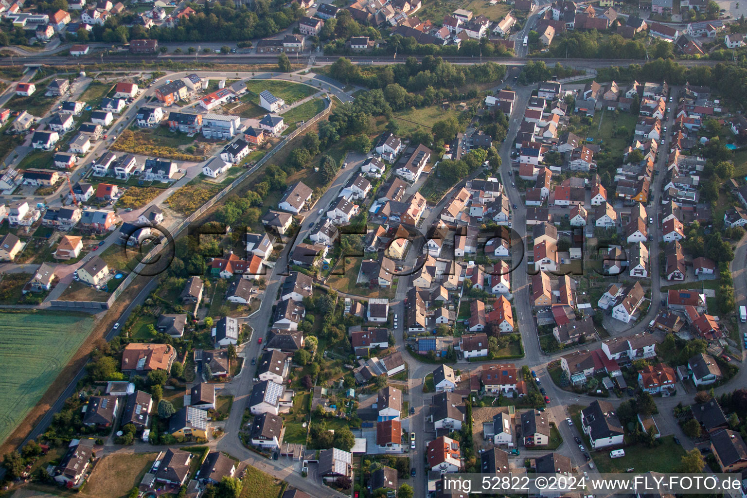 District Jöhlingen in Walzbachtal in the state Baden-Wuerttemberg, Germany from the plane