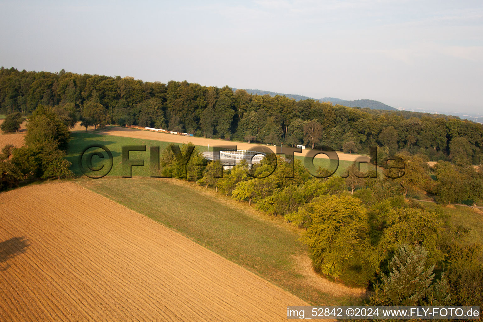 Aerial view of Radio beacon KRH VOR Karlsruhe in the district Wöschbach in Pfinztal in the state Baden-Wuerttemberg, Germany