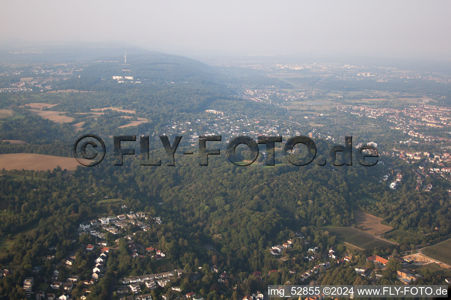 Oblique view of Turmberg in the district Durlach in Karlsruhe in the state Baden-Wuerttemberg, Germany