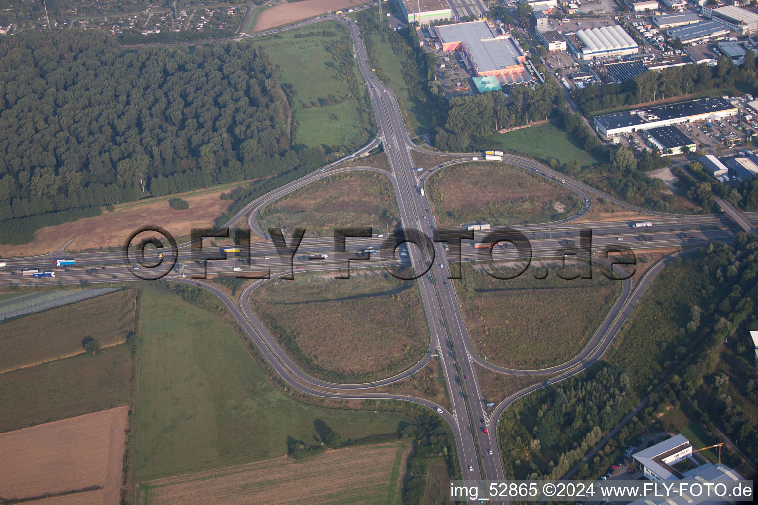 A5 exit KA Nord in the district Durlach in Karlsruhe in the state Baden-Wuerttemberg, Germany